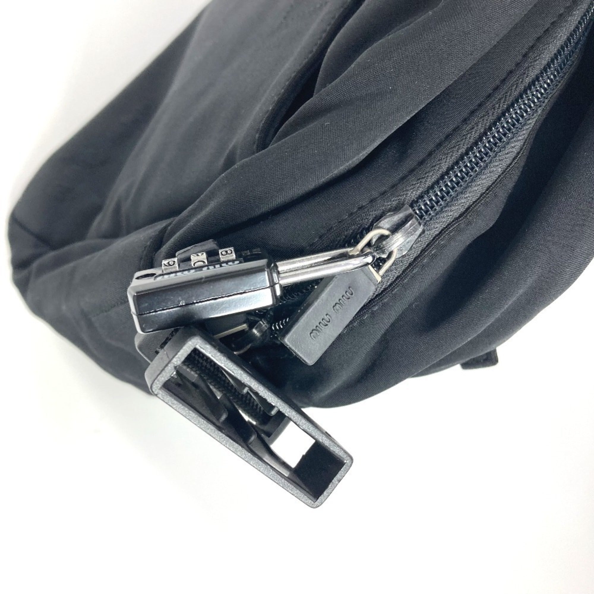 Miu Miu Black Nylon Boston Bag Shoulder Bag (Pre-Owned)