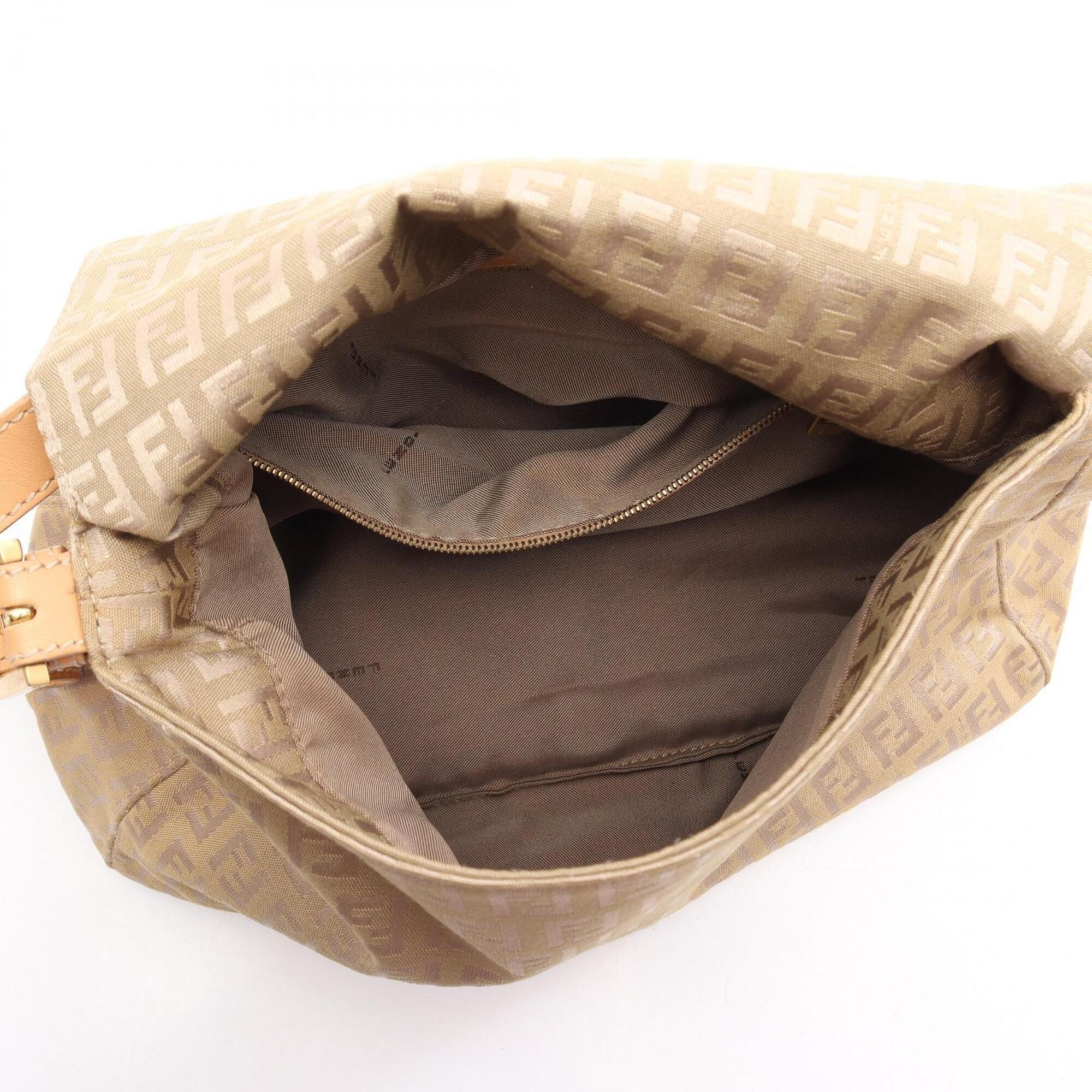 Fendi Beige Canvas Leather Handbag Shoulder Bag (Pre-Owned)