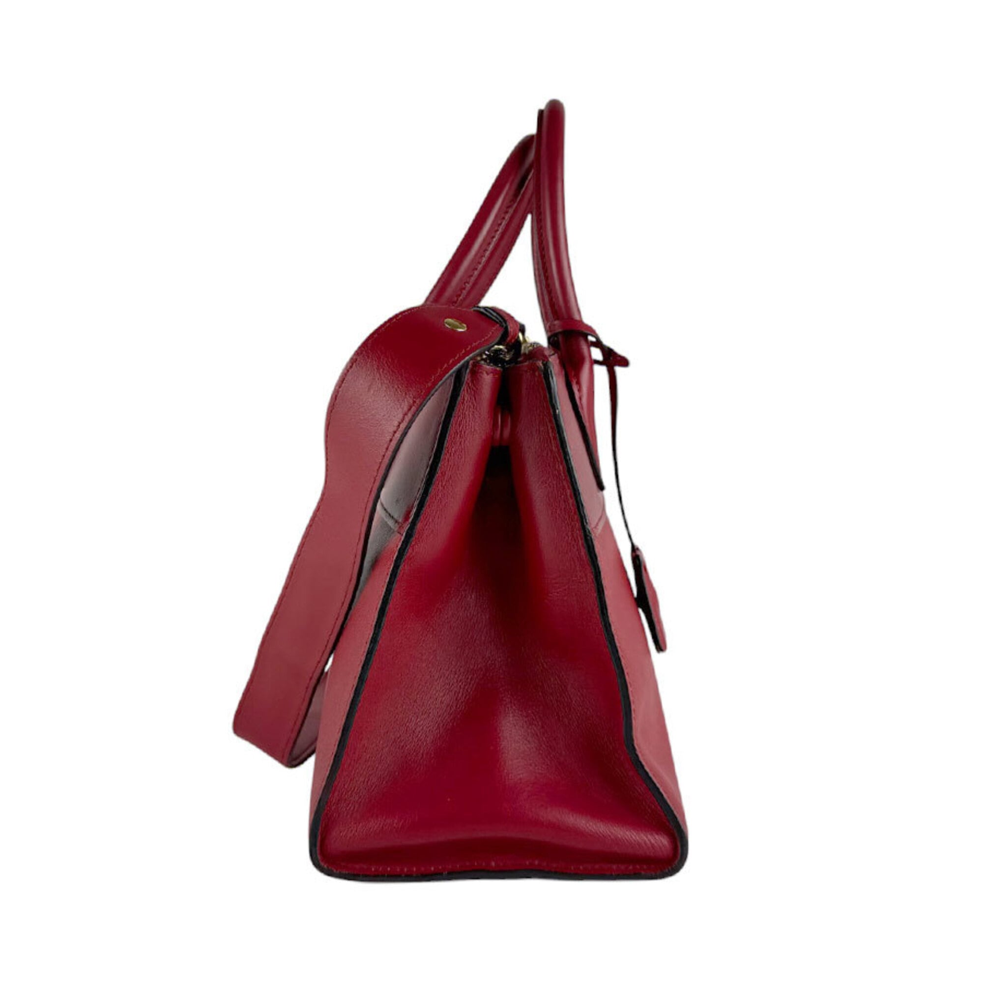 Prada Red Color Leather Handbag Shoulder Bag (Pre-Owned)