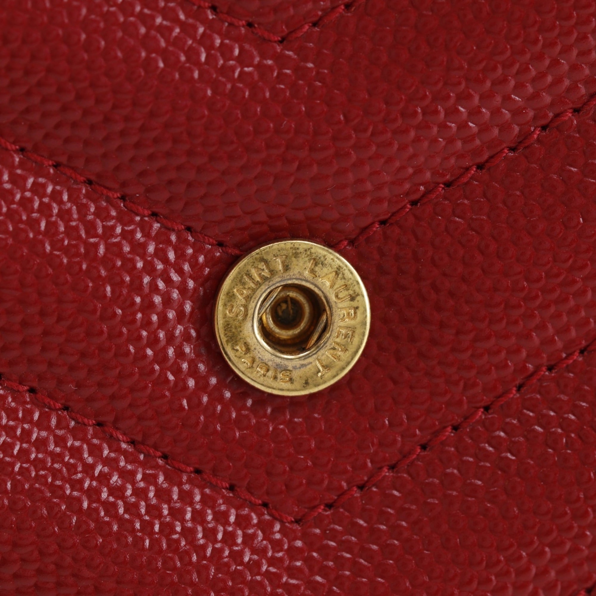 Yves Saint Laurent Red Color Leather Shoulder Bag (Pre-Owned)