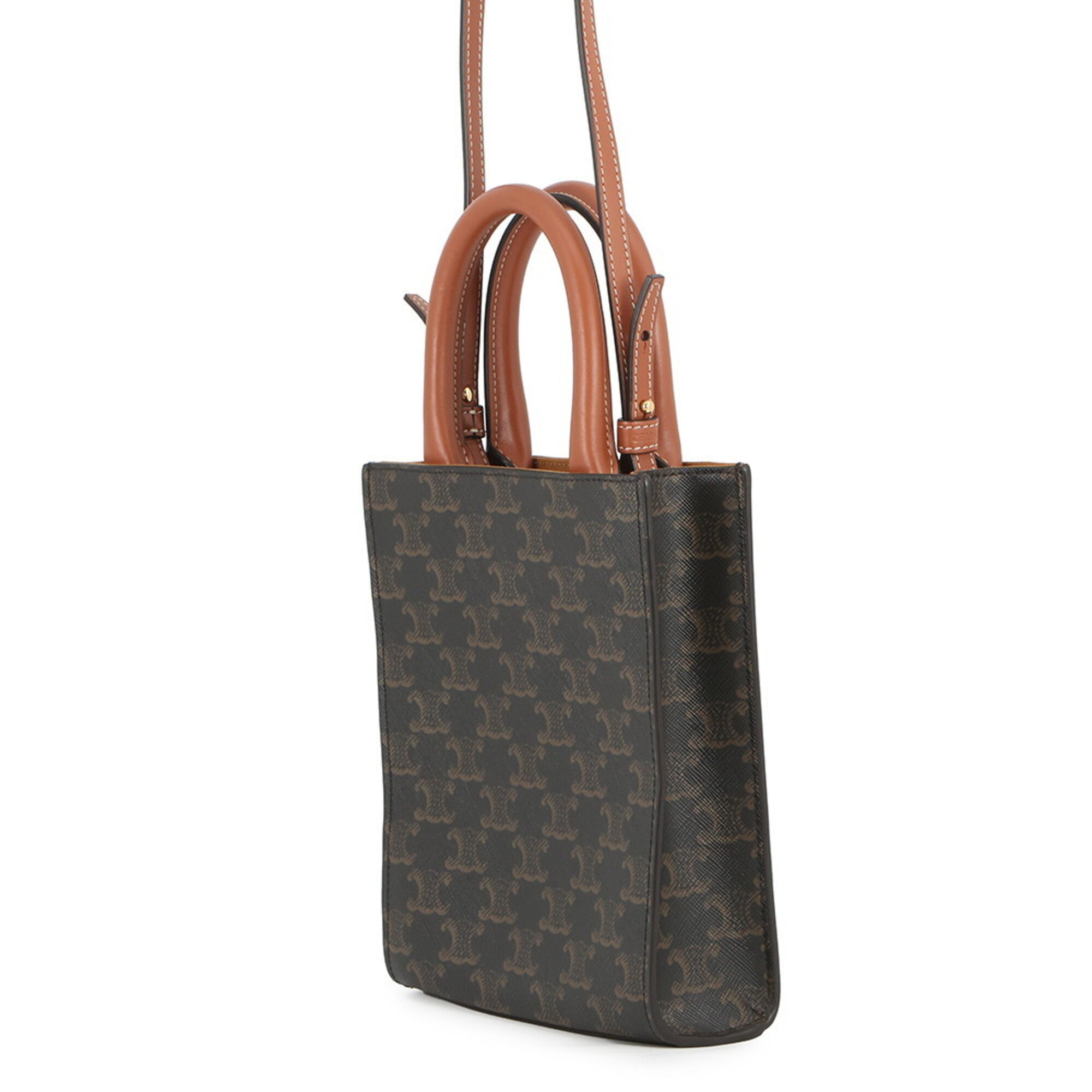 Celine Brown Leather Pvc Handbag Shoulder Bag (Pre-Owned)
