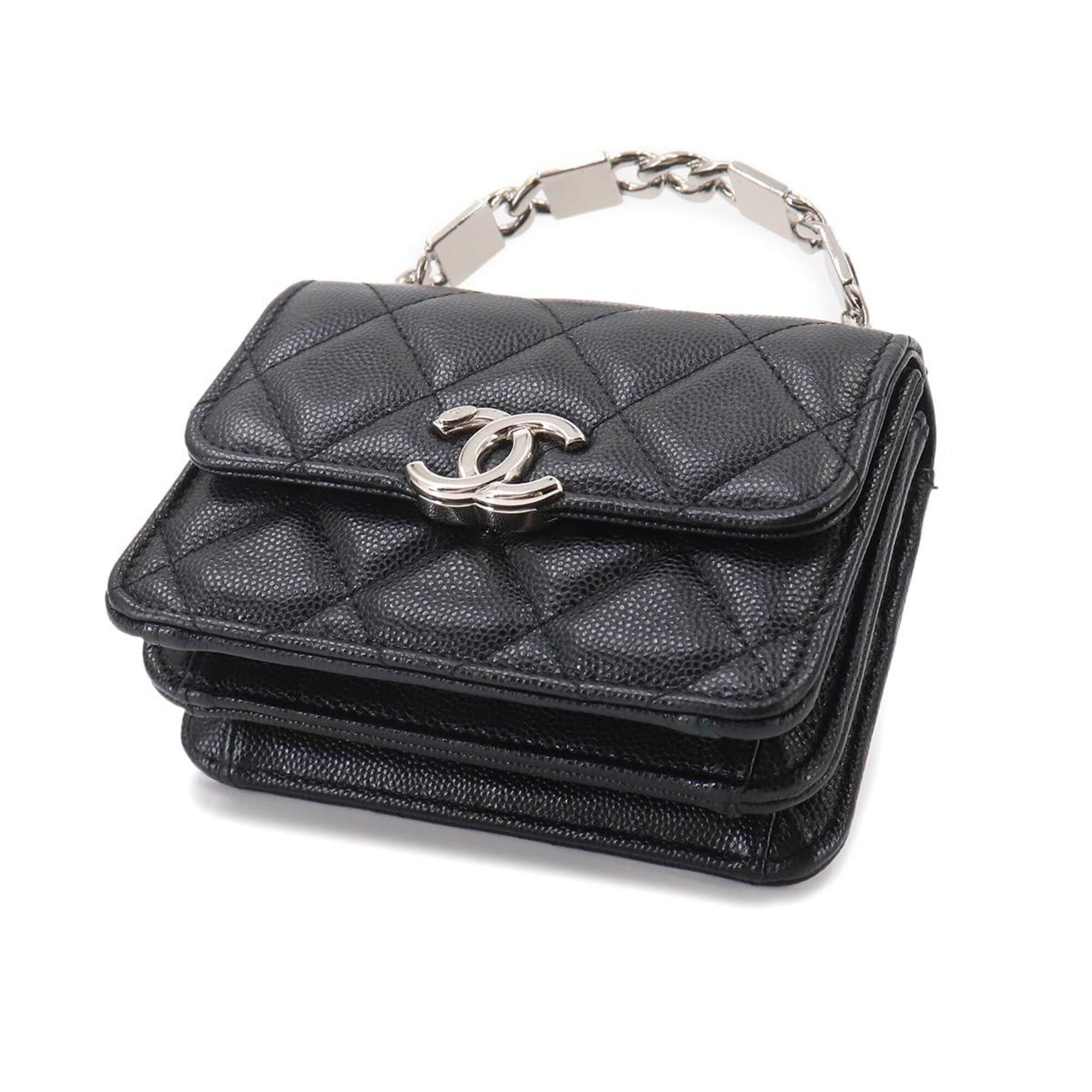 Chanel Matelasse Black Grained Calfskin Handbag Shoulder Bag (Pre-Owned)
