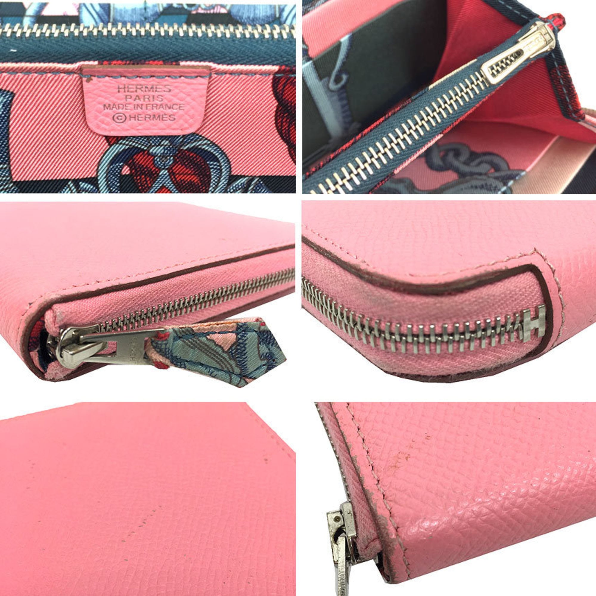 Hermes Pink Rose Confetti Epsom Leather Long Wallet (Bi-Fold) (Pre-Owned)