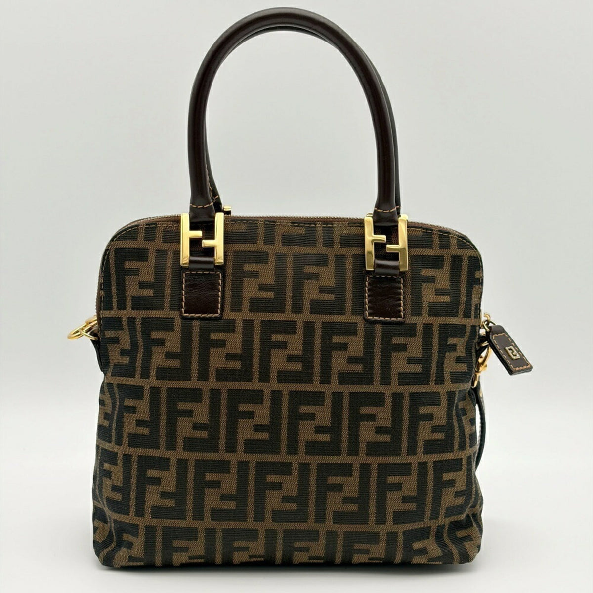 Fendi Brown Canvas Leather Shoulder Bag (Pre-Owned)