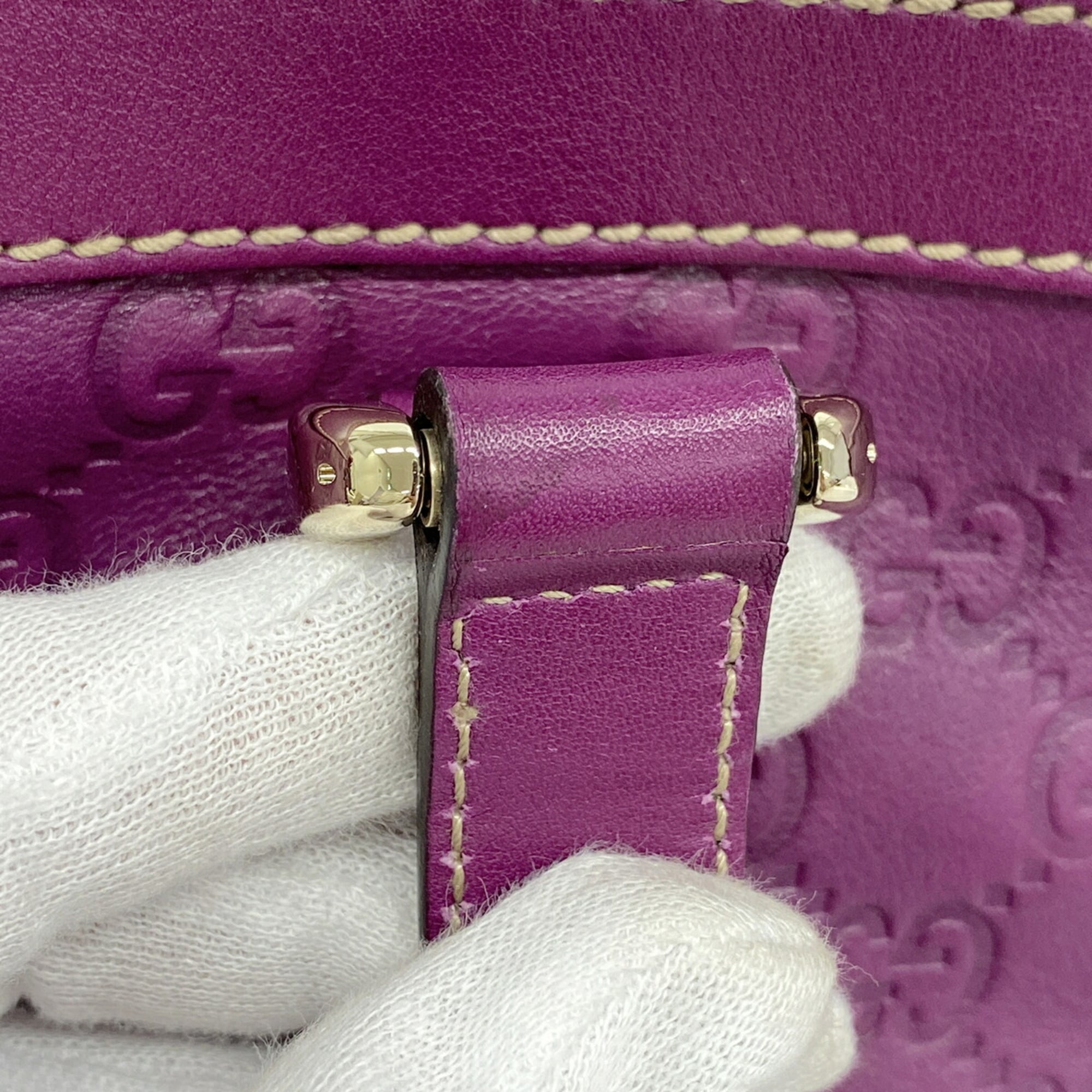 Gucci Purple Leather Tote Bag (Pre-Owned)