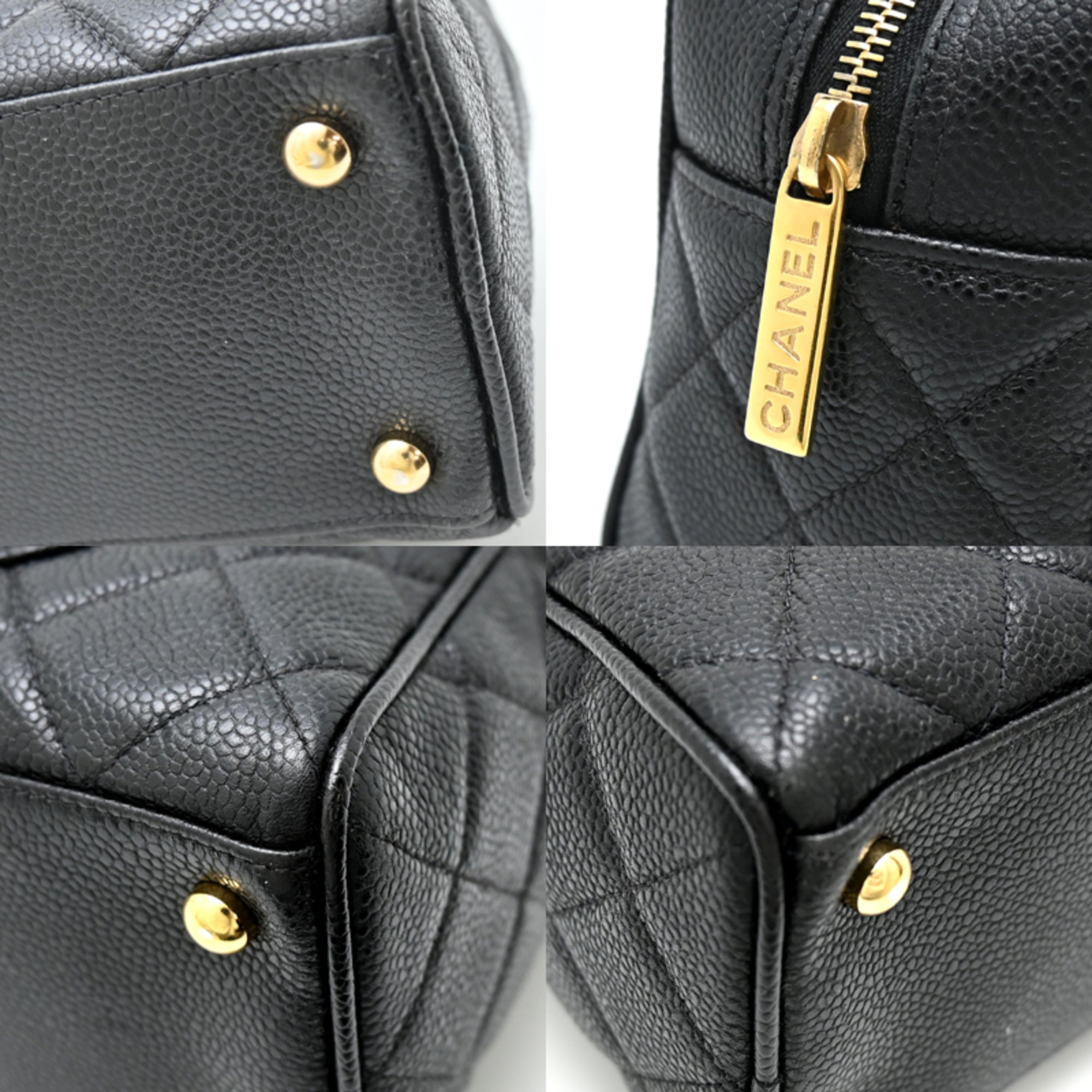 Chanel Black Grained Calfskin Handbag (Pre-Owned)