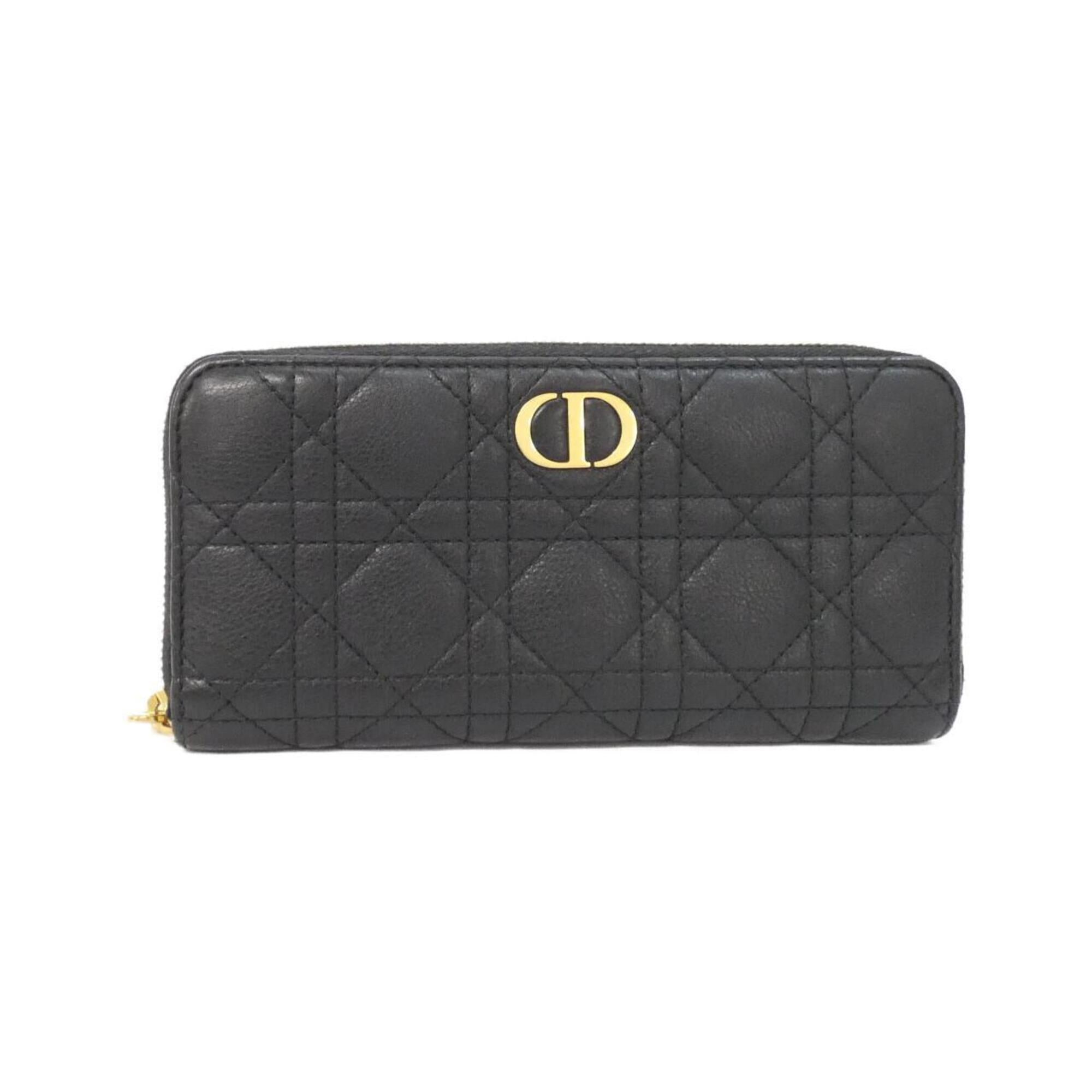Christian Dior Black Leather Long Wallet (Bi-Fold) (Pre-Owned)