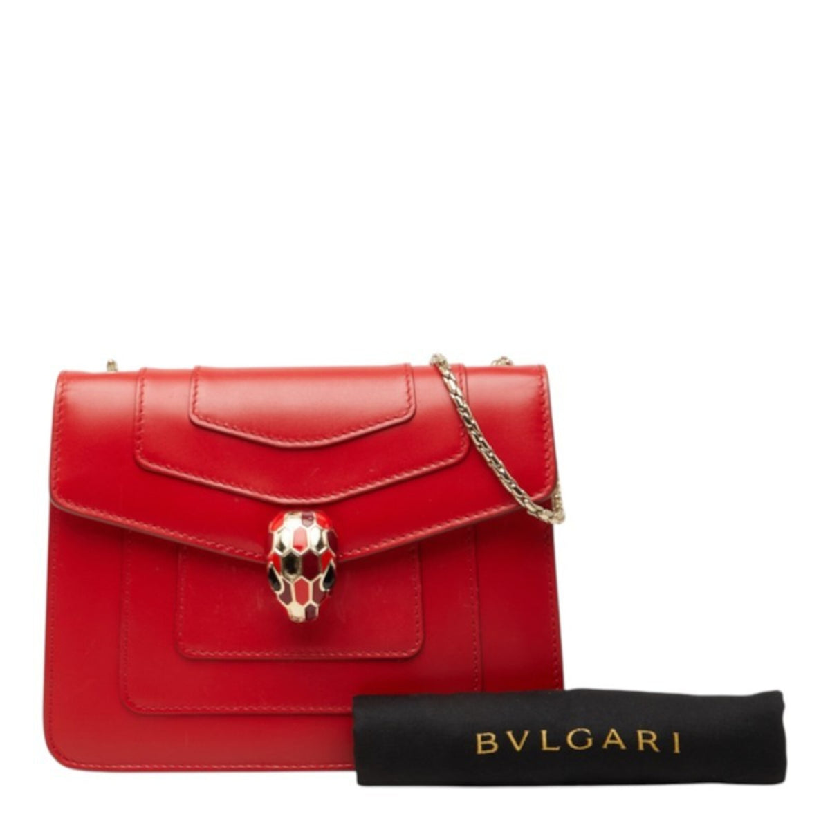 Bvlgari Red Color Leather Shoulder Bag (Pre-Owned)