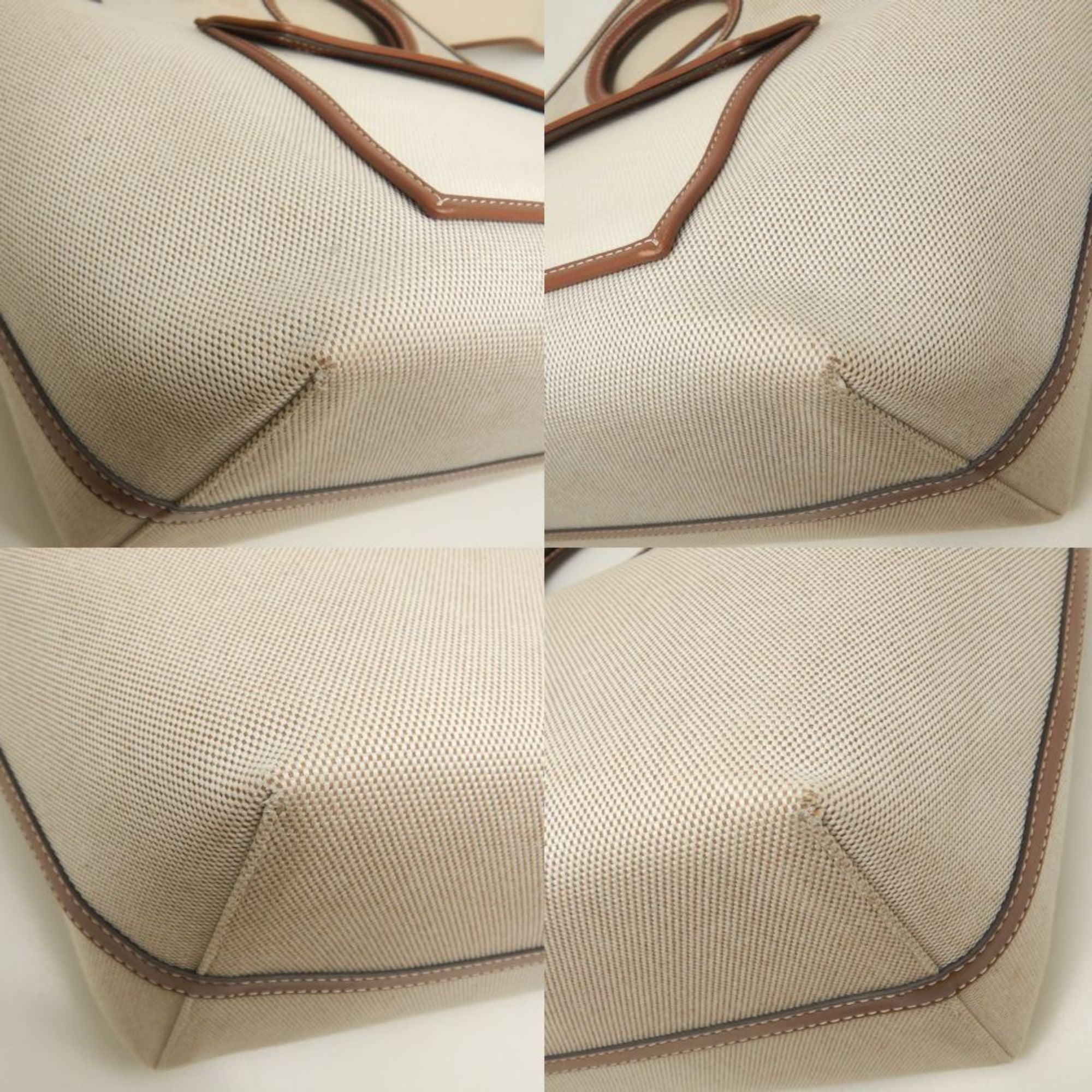 Burberry Gold Canvas Leather Tote Bag (Pre-Owned)