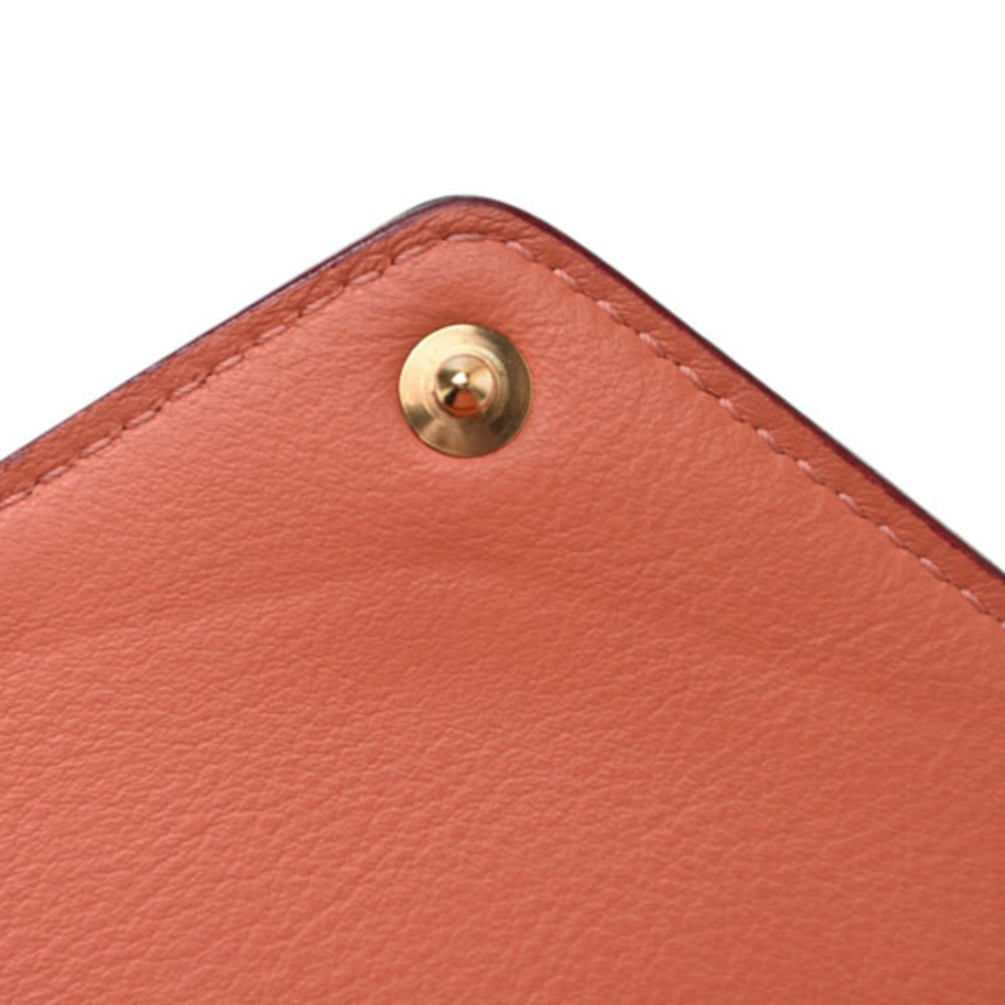 Christian Dior Blue Coral Pink Leather Wallet (Tri-Fold) (Pre-Owned)