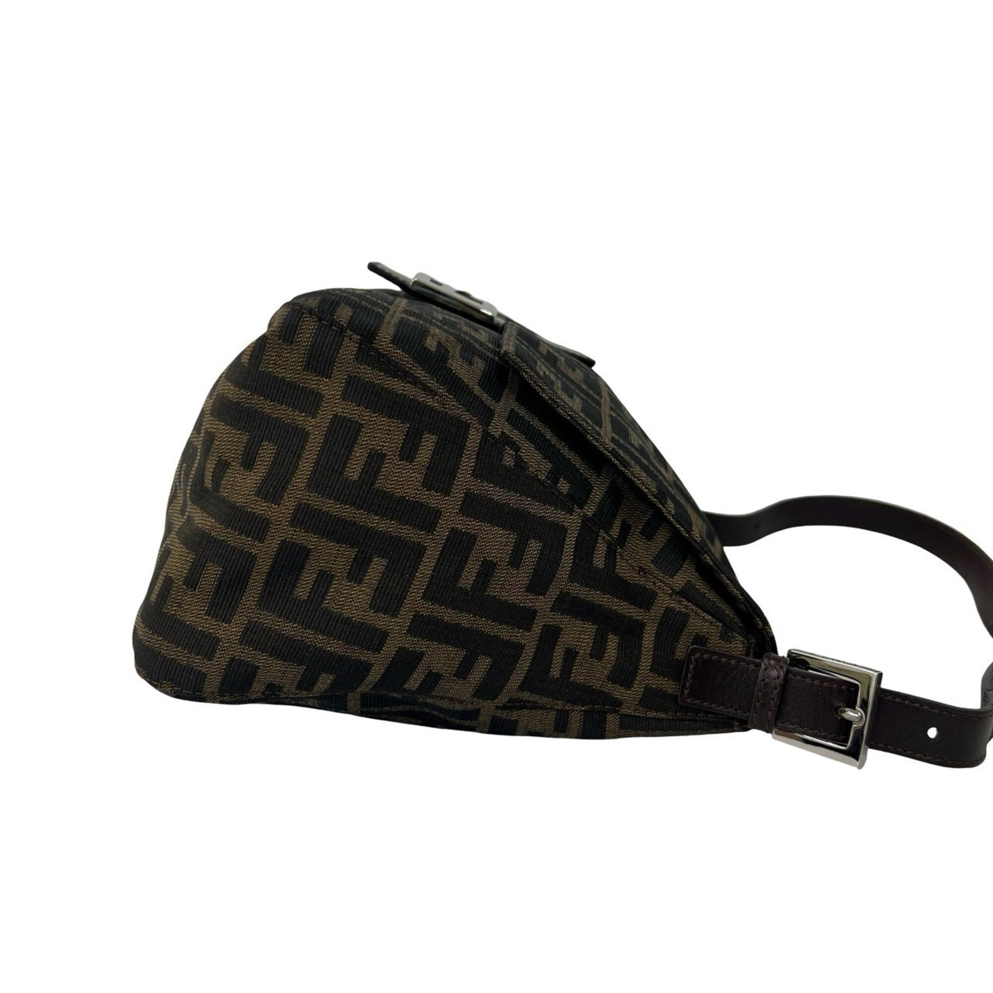 Fendi Black Brown Canvas Leather Shoulder Bag (Pre-Owned)