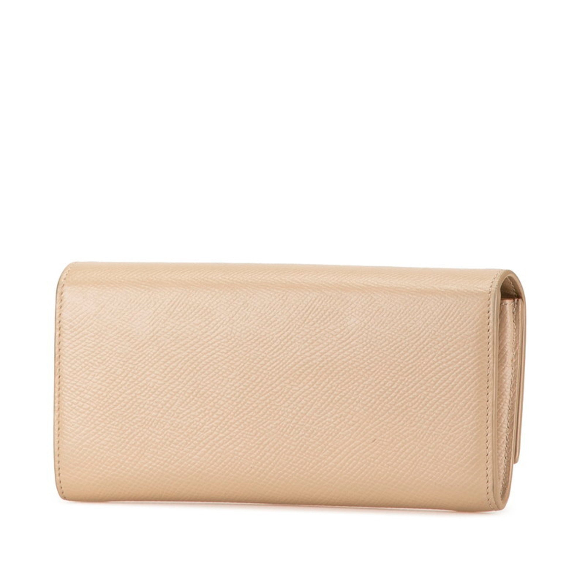 Celine Beige Leather Long Wallet (Bi-Fold) (Pre-Owned)