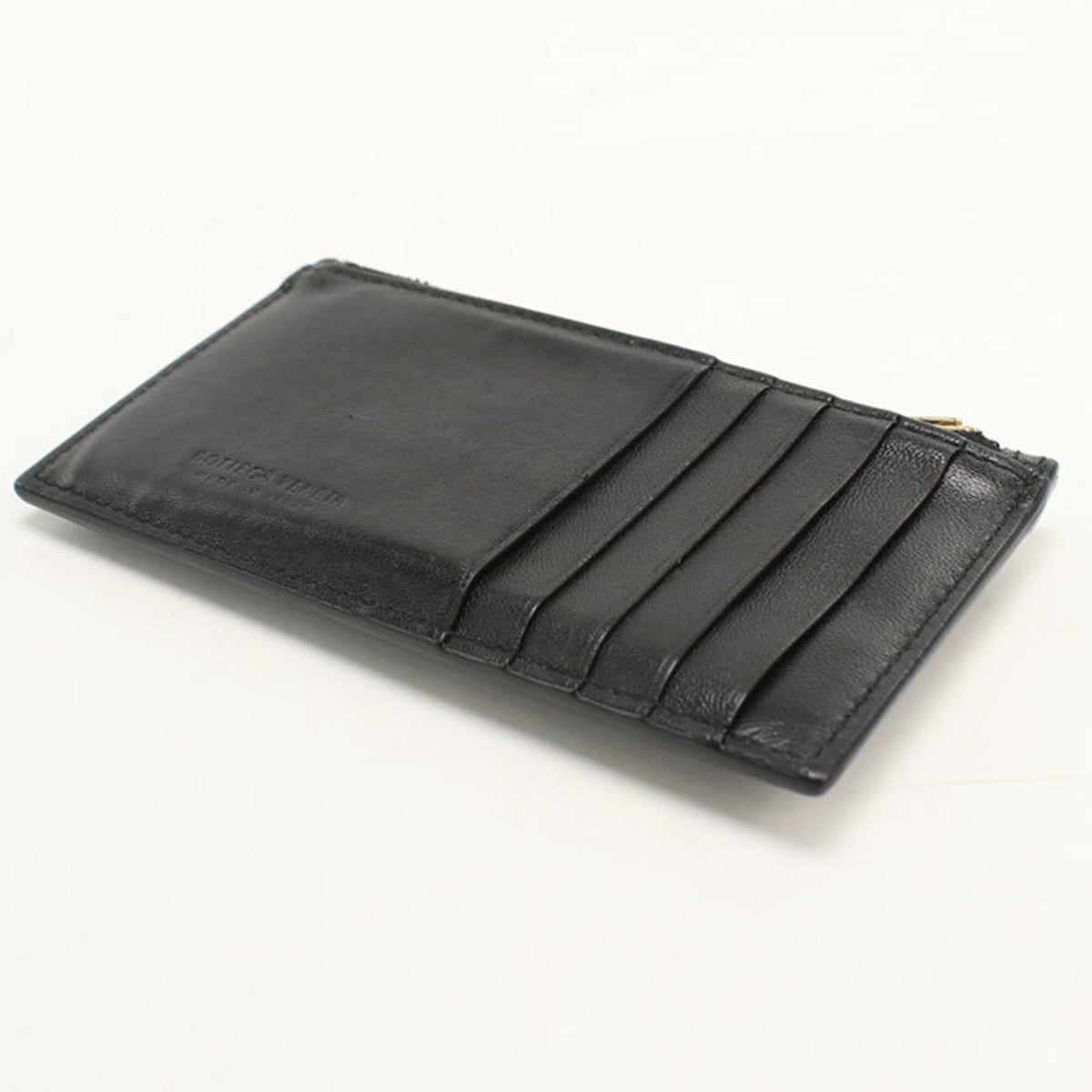 Bottega Veneta Black Leather Coin Purse/Coin Case (Pre-Owned)