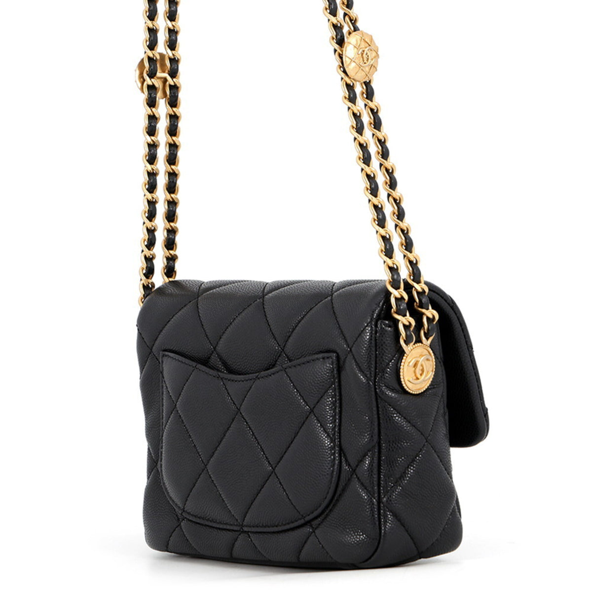 Chanel Matelasse Black Grained Calfskin Shoulder Bag (Pre-Owned)