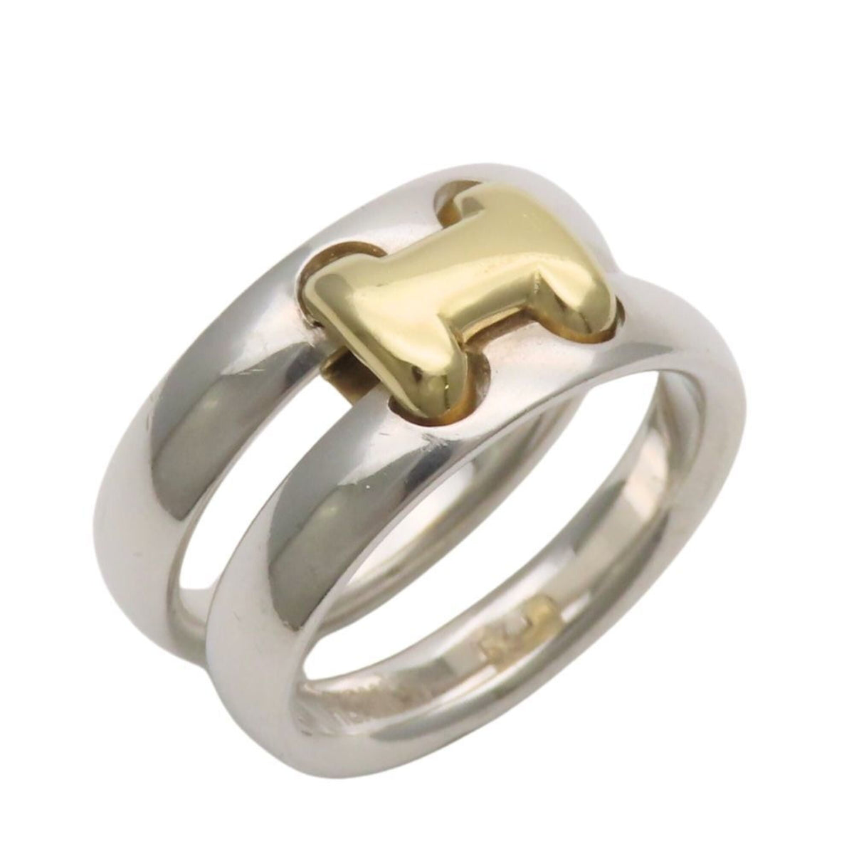 Hermes Gold Silver Yellow Gold (18K) Silver 925 Band Ring (Pre-Owned)