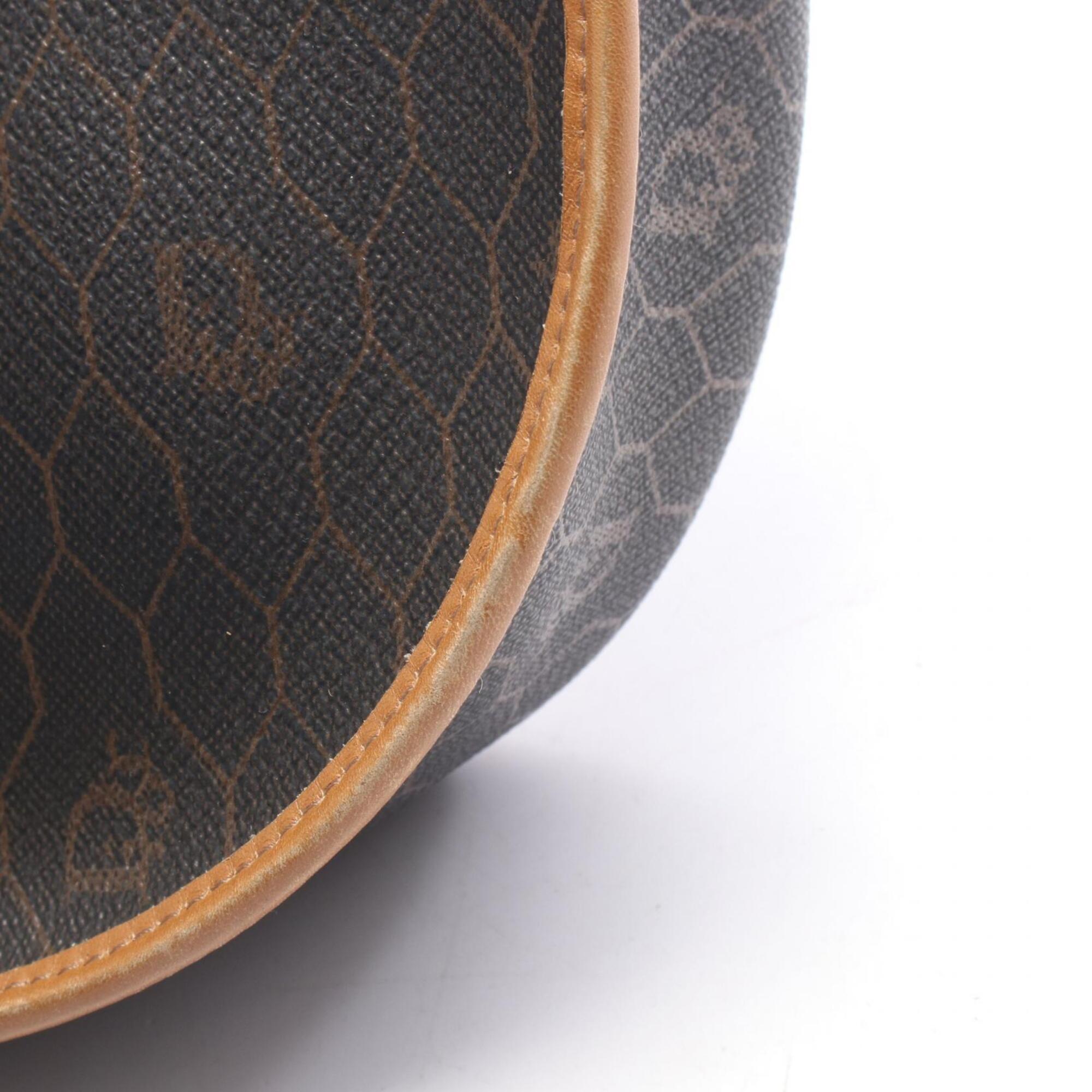 Christian Dior Black Brown Coated Canvas Leather Handbag Shoulder Bag (Pre-Owned)