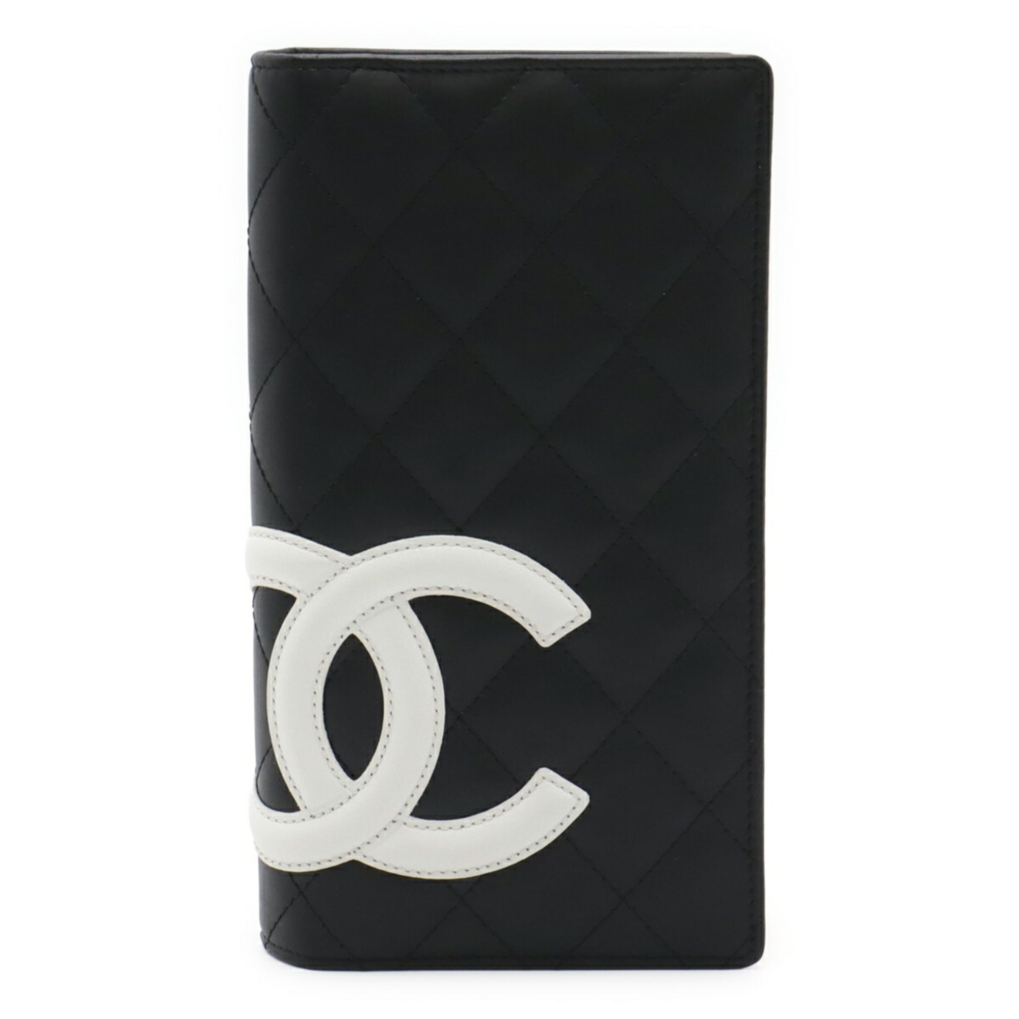 Chanel Black Pink White Leather Long Wallet (Bi-Fold) (Pre-Owned)