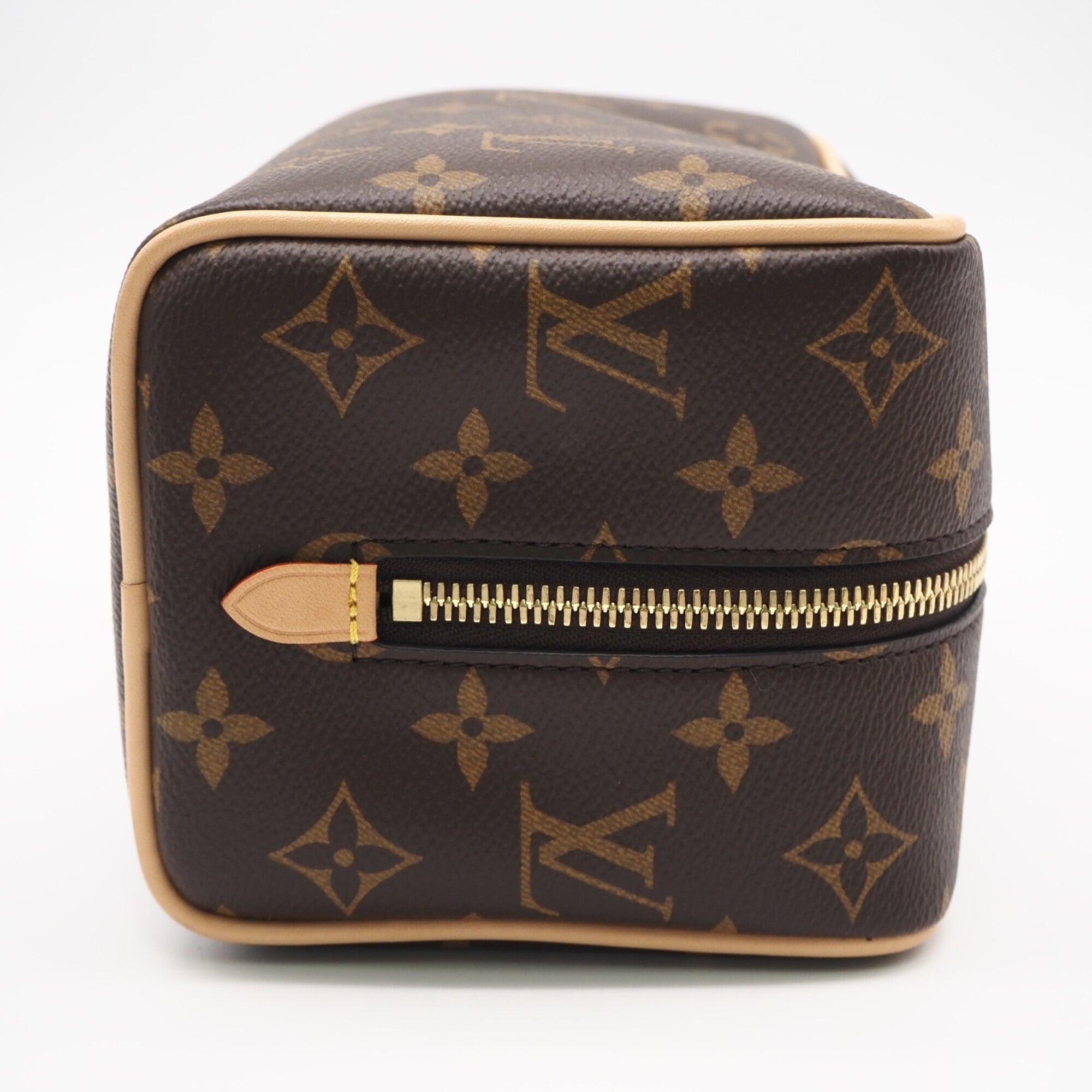 Louis Vuitton Monogram Beige Brown Coated Canvas Leather Clutch Bag (Pre-Owned)