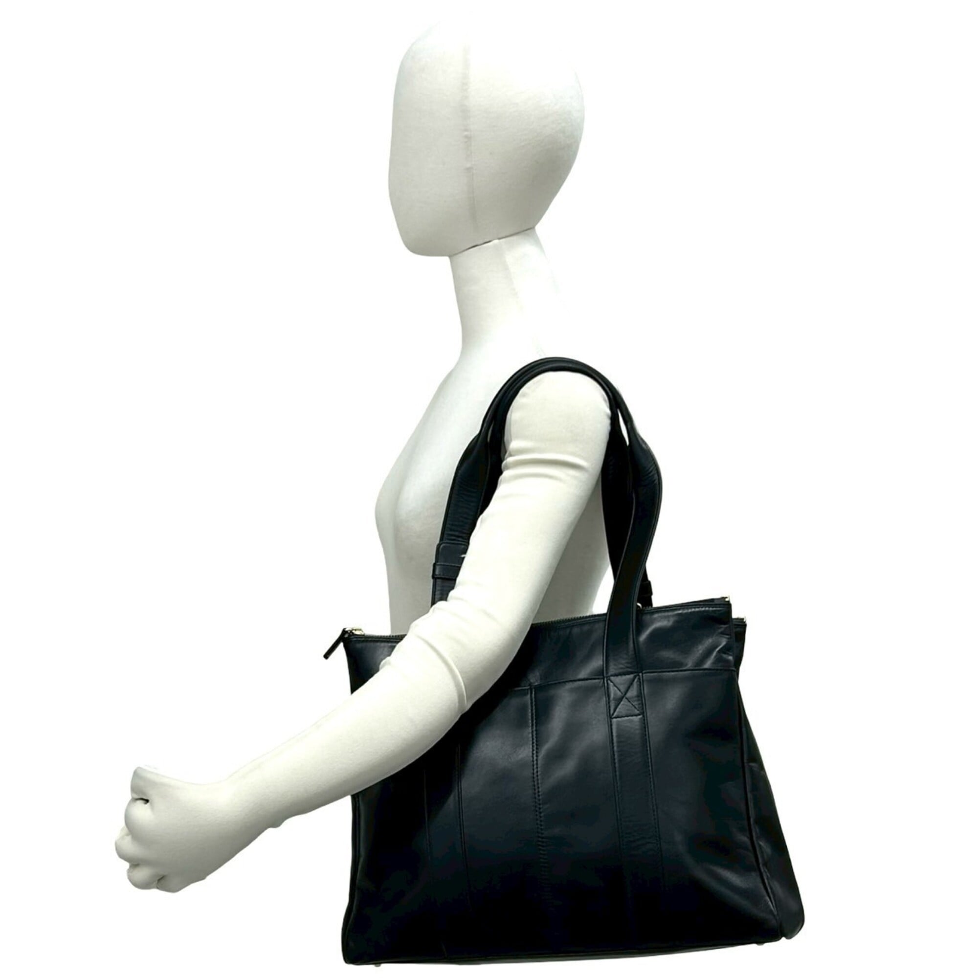 Yves Saint Laurent Black Leather Shoulder Bag Tote Bag (Pre-Owned)