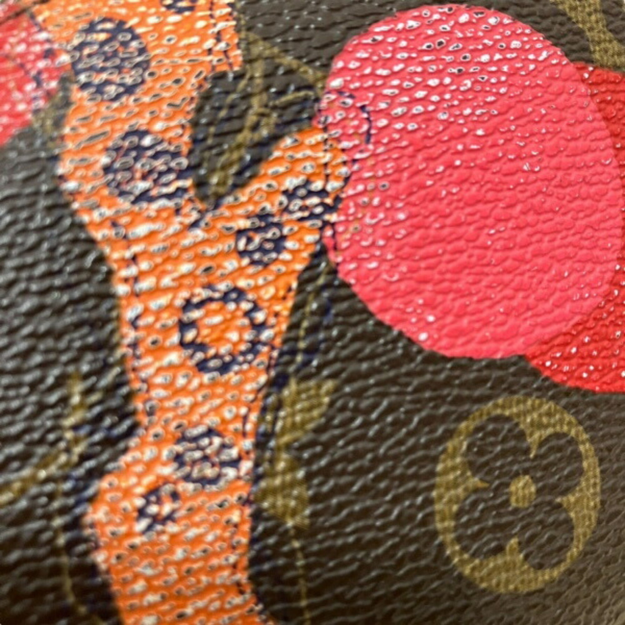 Louis Vuitton Brown Monogram Orange Red Color Long Wallet (Bi-Fold) (Pre-Owned)