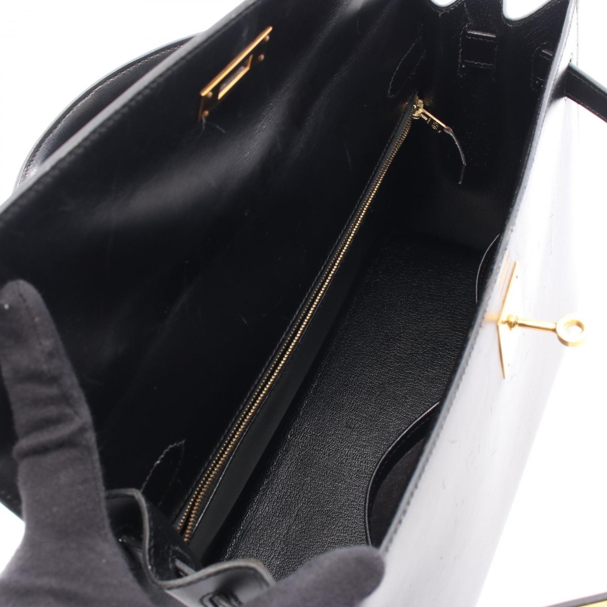Hermes Black Box Calf Leather Handbag (Pre-Owned)