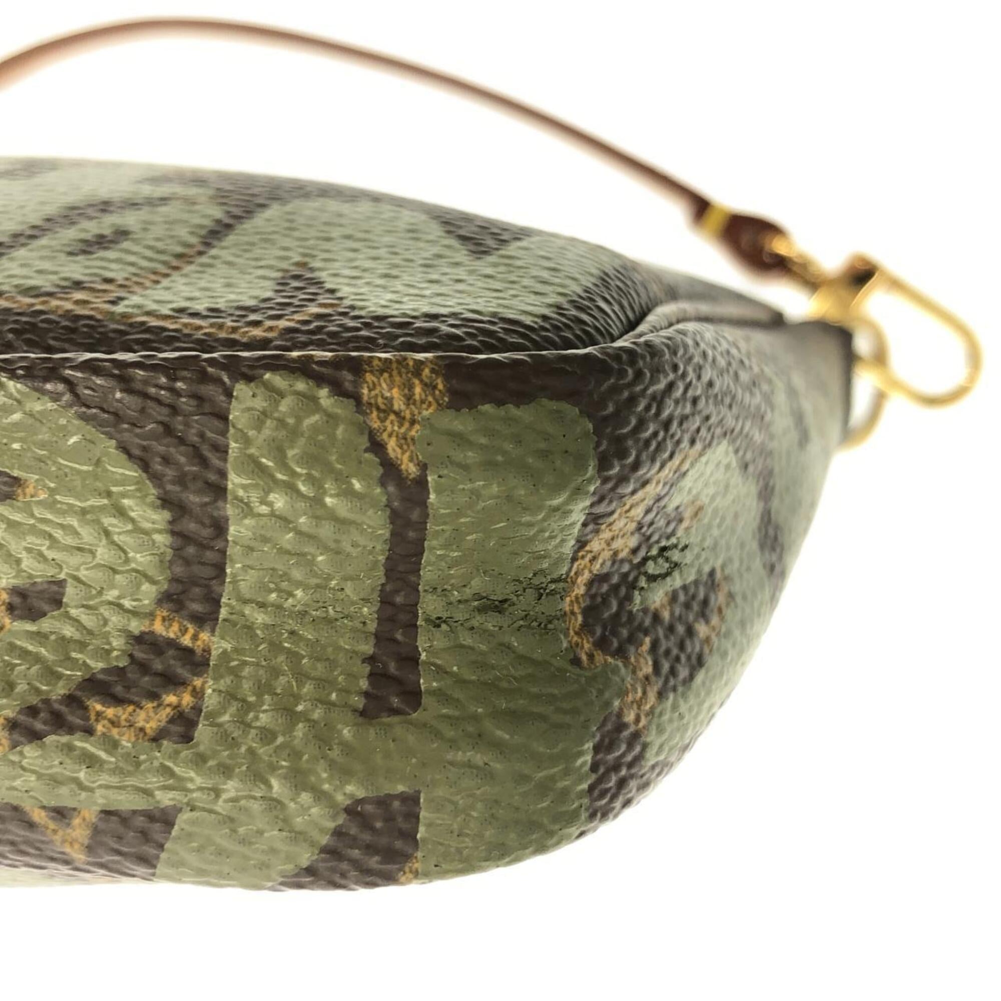 Louis Vuitton Khaki Marron Coated Canvas Pochette Pouch (Pre-Owned)