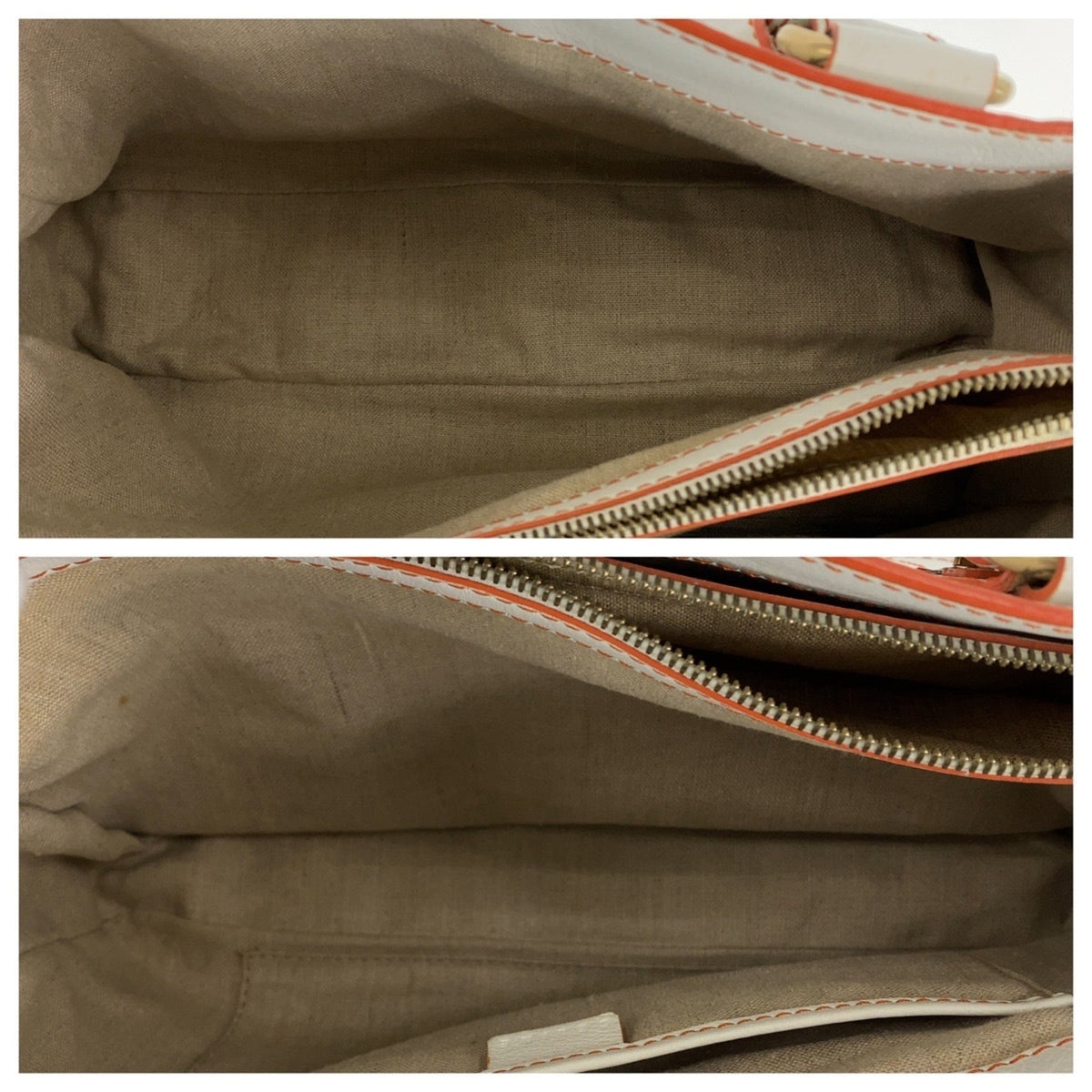 Celine Orange White Leather Handbag Tote Bag (Pre-Owned)