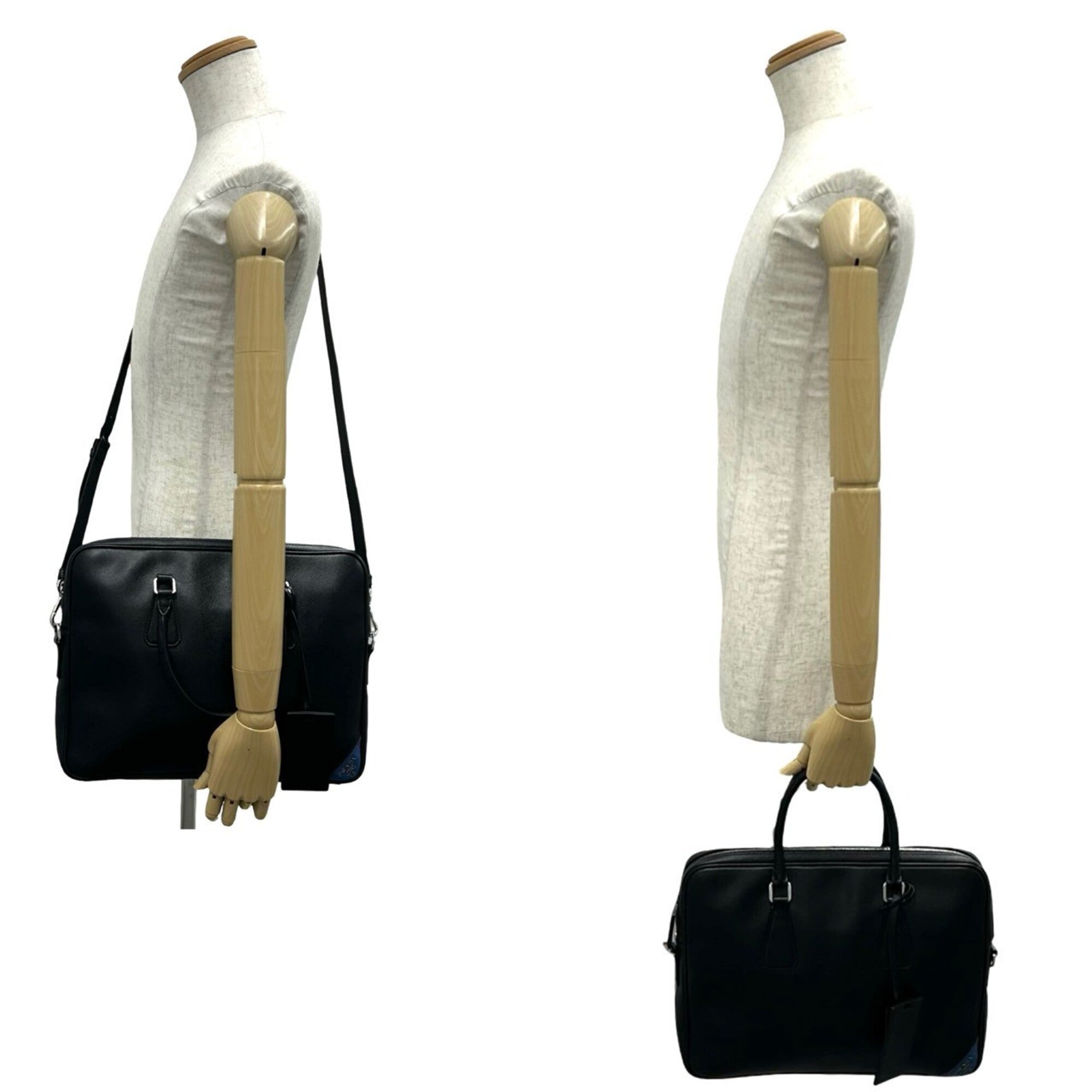 Prada Black Leather Briefcase Shoulder Bag (Pre-Owned)