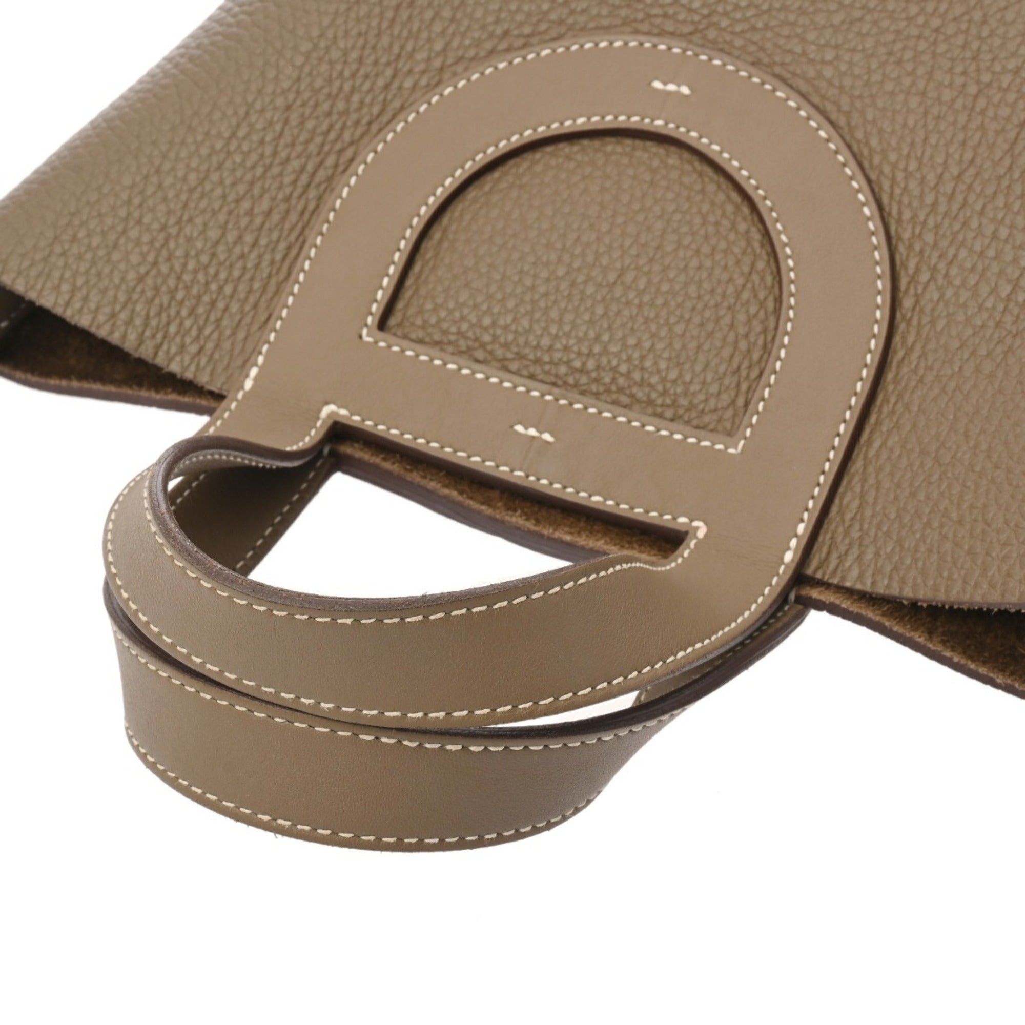 Hermes Etoupe Gray Taurillon Clemence Leather Swift Leather Handbag (Pre-Owned)