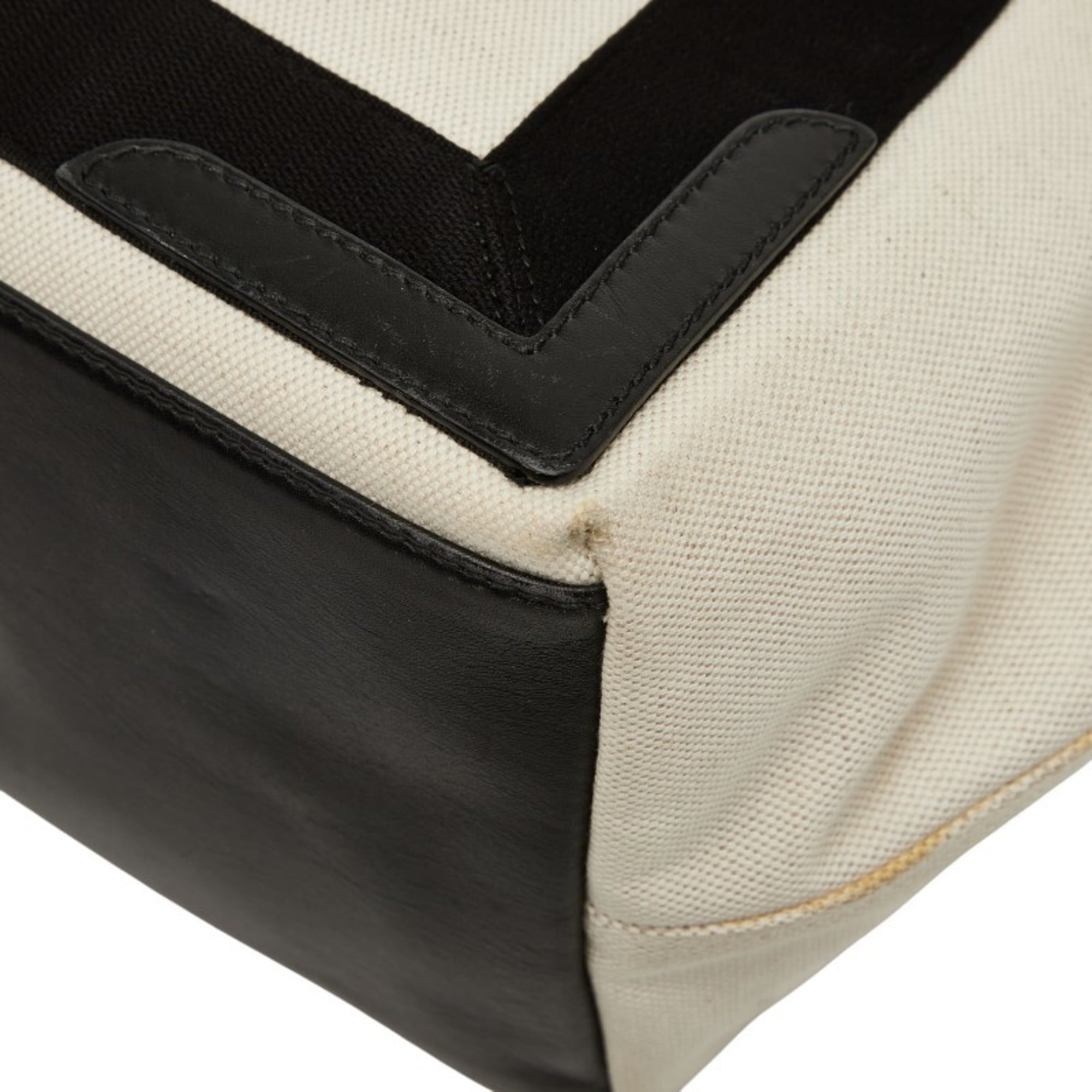 Balenciaga Beige Black Canvas Leather Handbag (Pre-Owned)