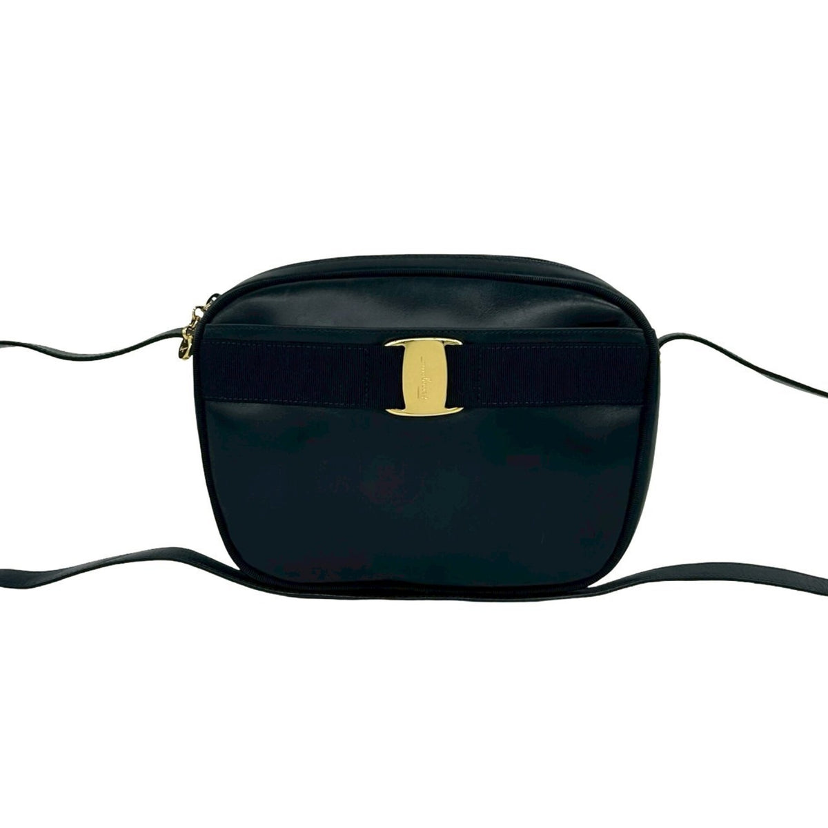 Salvatore Ferragamo Navy Leather Shoulder Bag (Pre-Owned)