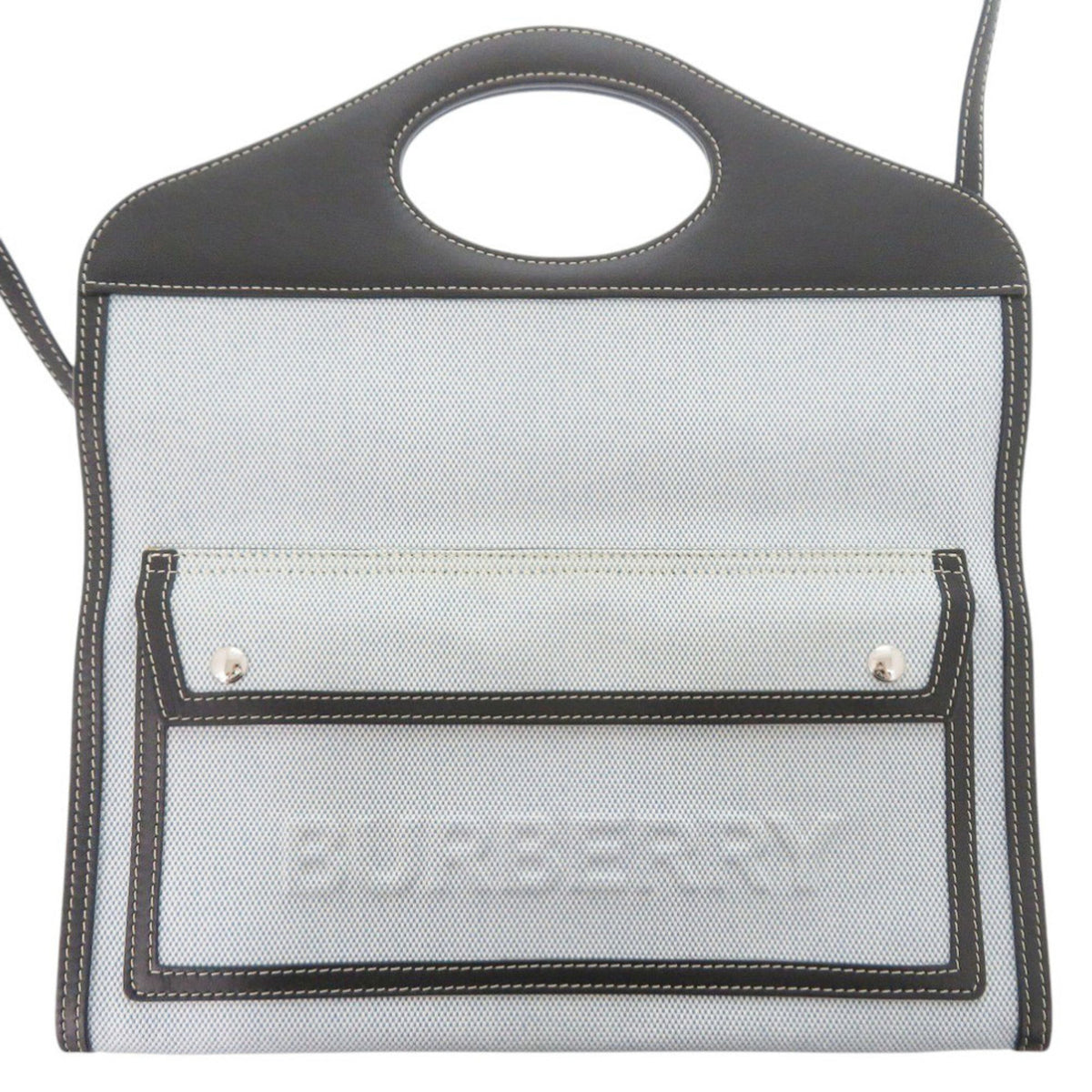 Burberry Black Blue Canvas Leather Shoulder Bag (Pre-Owned)