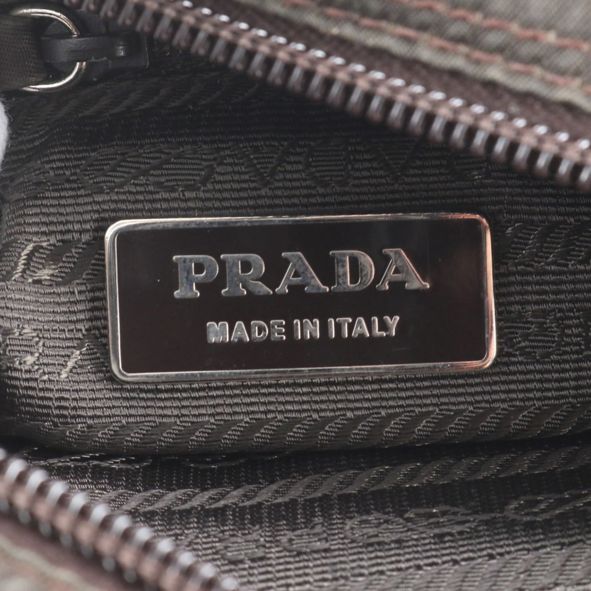 Prada Brown Green Khaki Nylon Leather Messenger Bag Shoulder Bag (Pre-Owned)