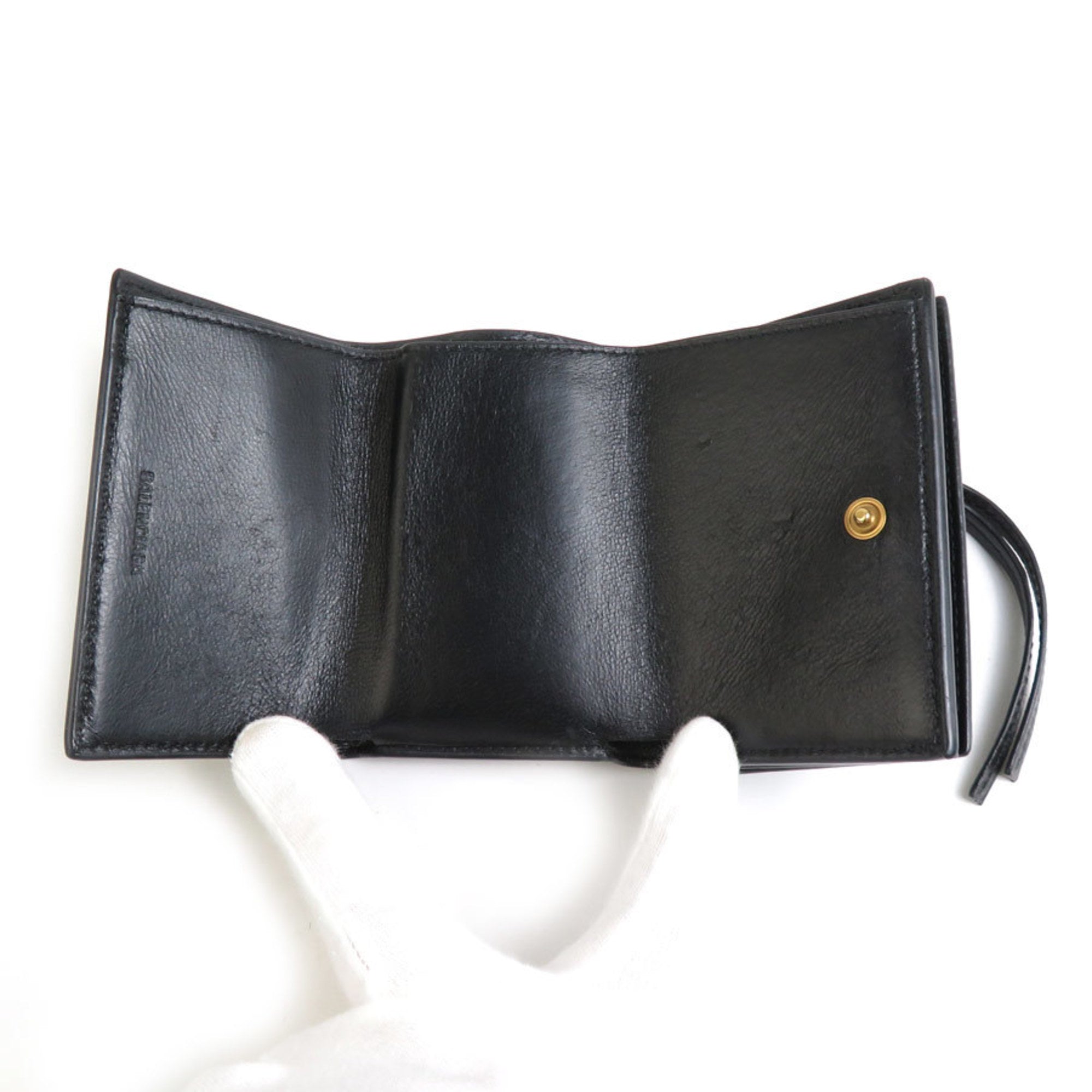 Balenciaga Black Leather Wallet (Tri-Fold) (Pre-Owned)