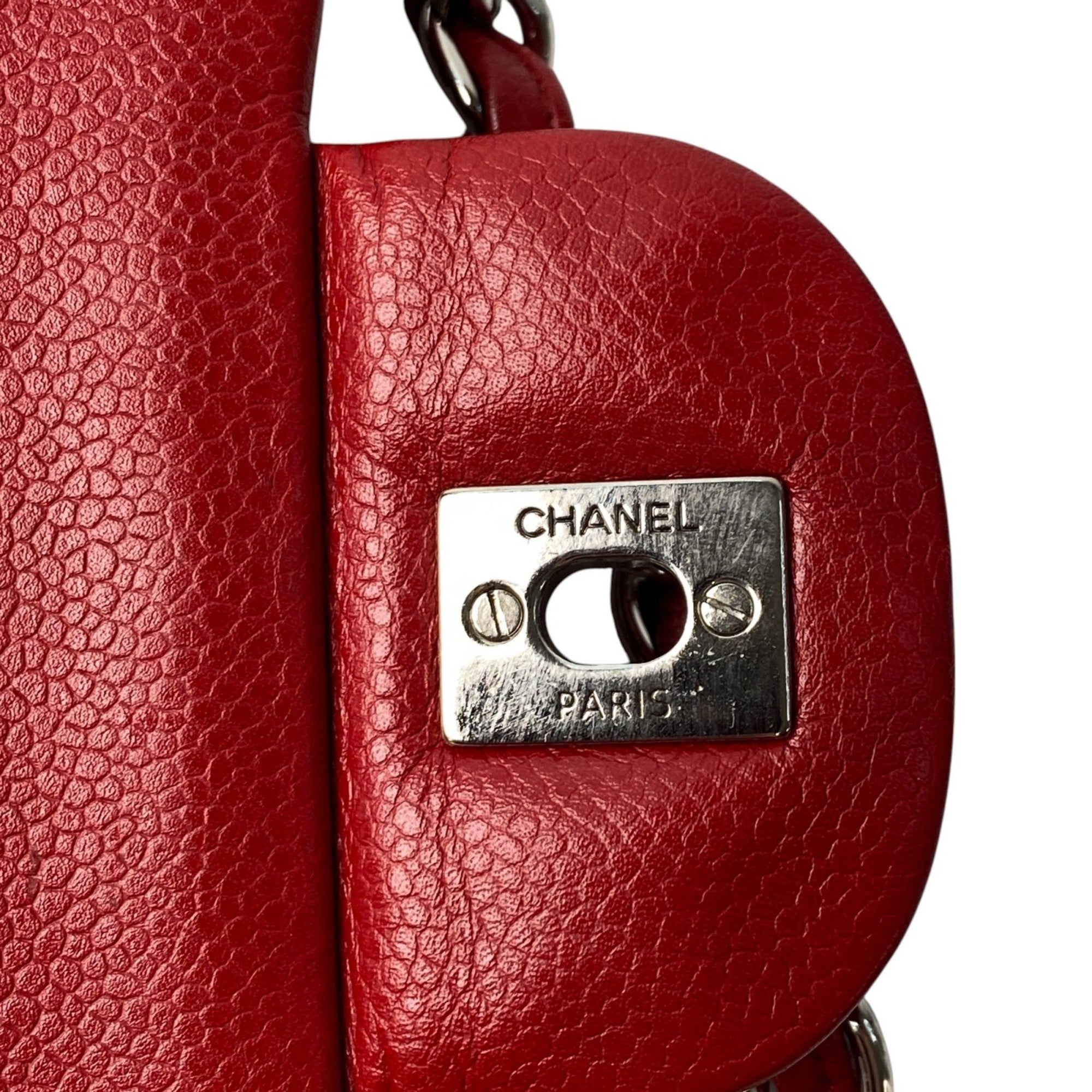 Chanel Matelasse Red Color Grained Calfskin Shoulder Bag (Pre-Owned)