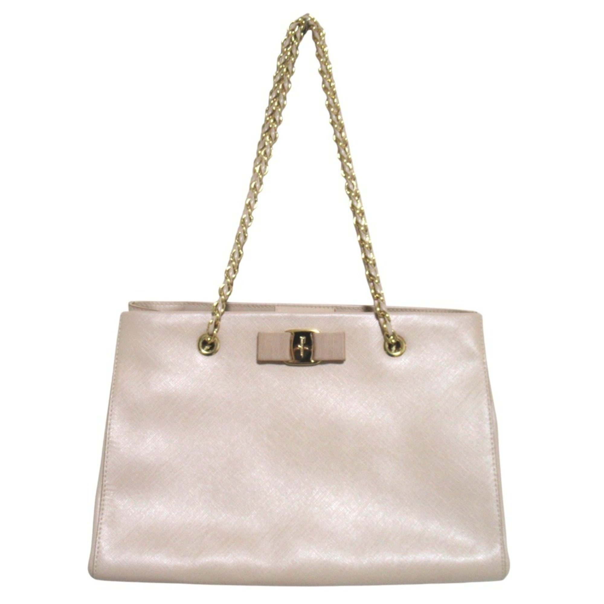Salvatore Ferragamo Beige Shoulder Bag Tote Bag (Pre-Owned)