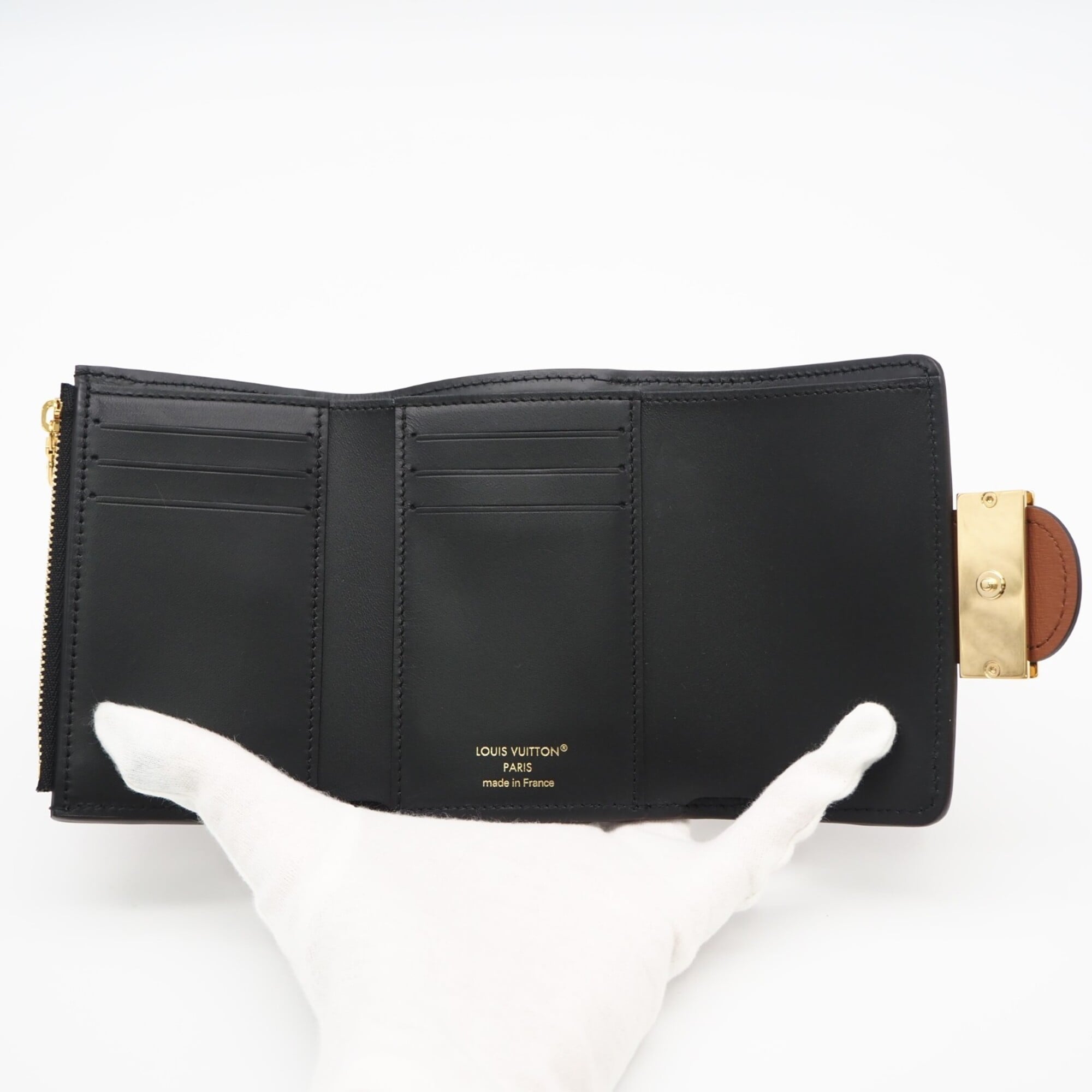 Louis Vuitton Monogram Reverse Beige Brown Coated Canvas Leather Wallet (Tri-Fold) (Pre-Owned)