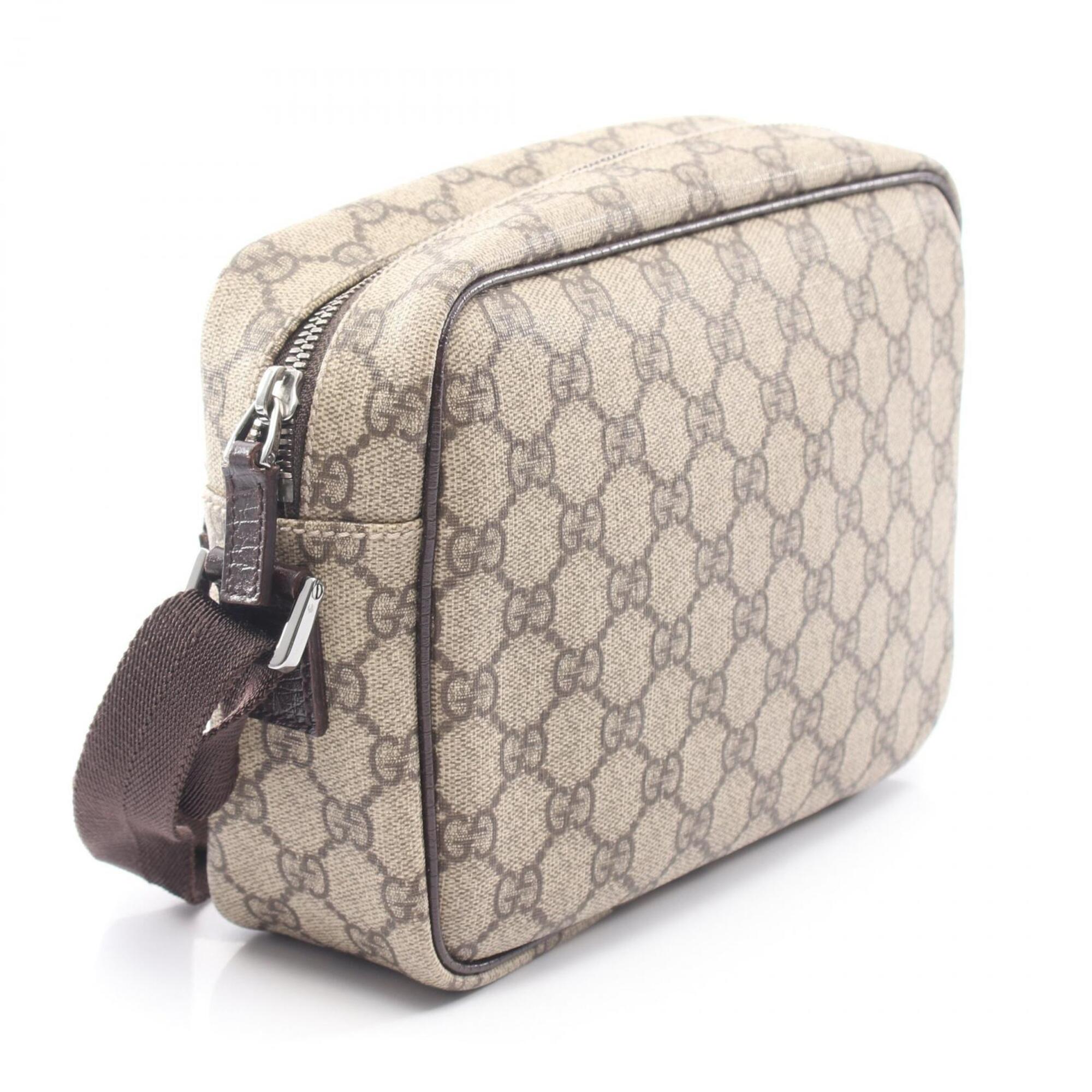 Gucci Beige Brown Gg Plus Leather Shoulder Bag (Pre-Owned)
