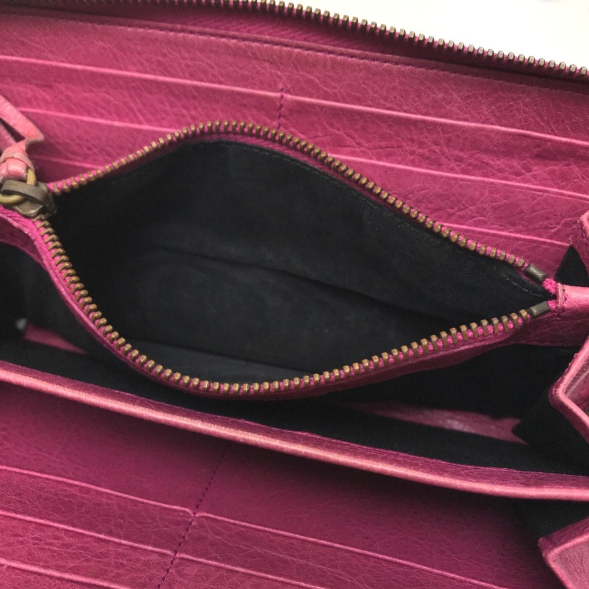 Balenciaga Pink Leather Long Wallet (Bi-Fold) (Pre-Owned)