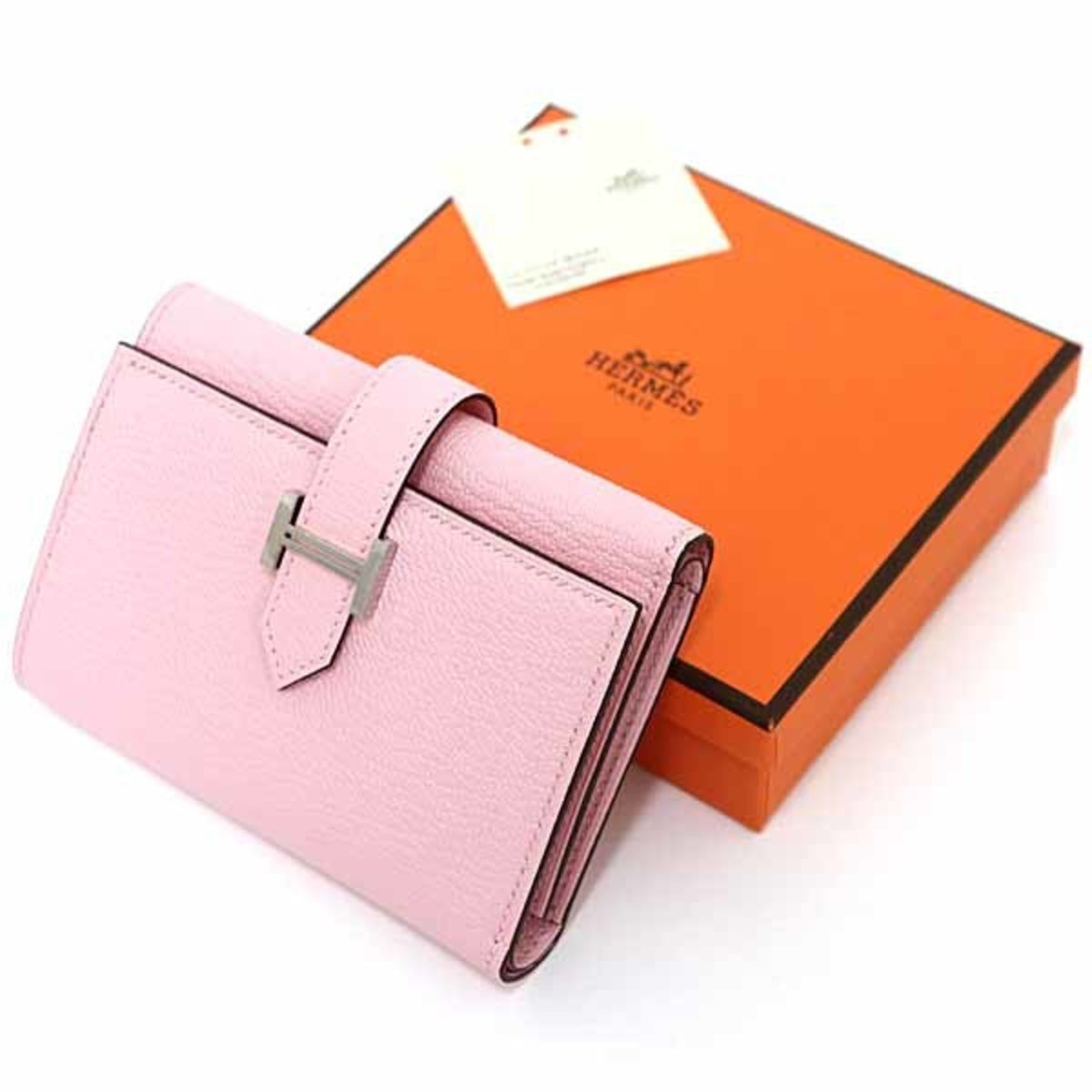 Hermes Pink Chevre Leather Wallet (Tri-Fold) (Pre-Owned)