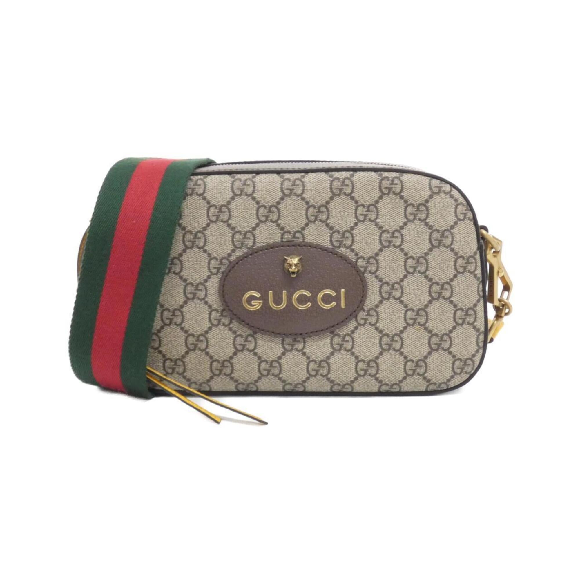 Gucci Beige Brown Gg Supreme Leather Shoulder Bag (Pre-Owned)