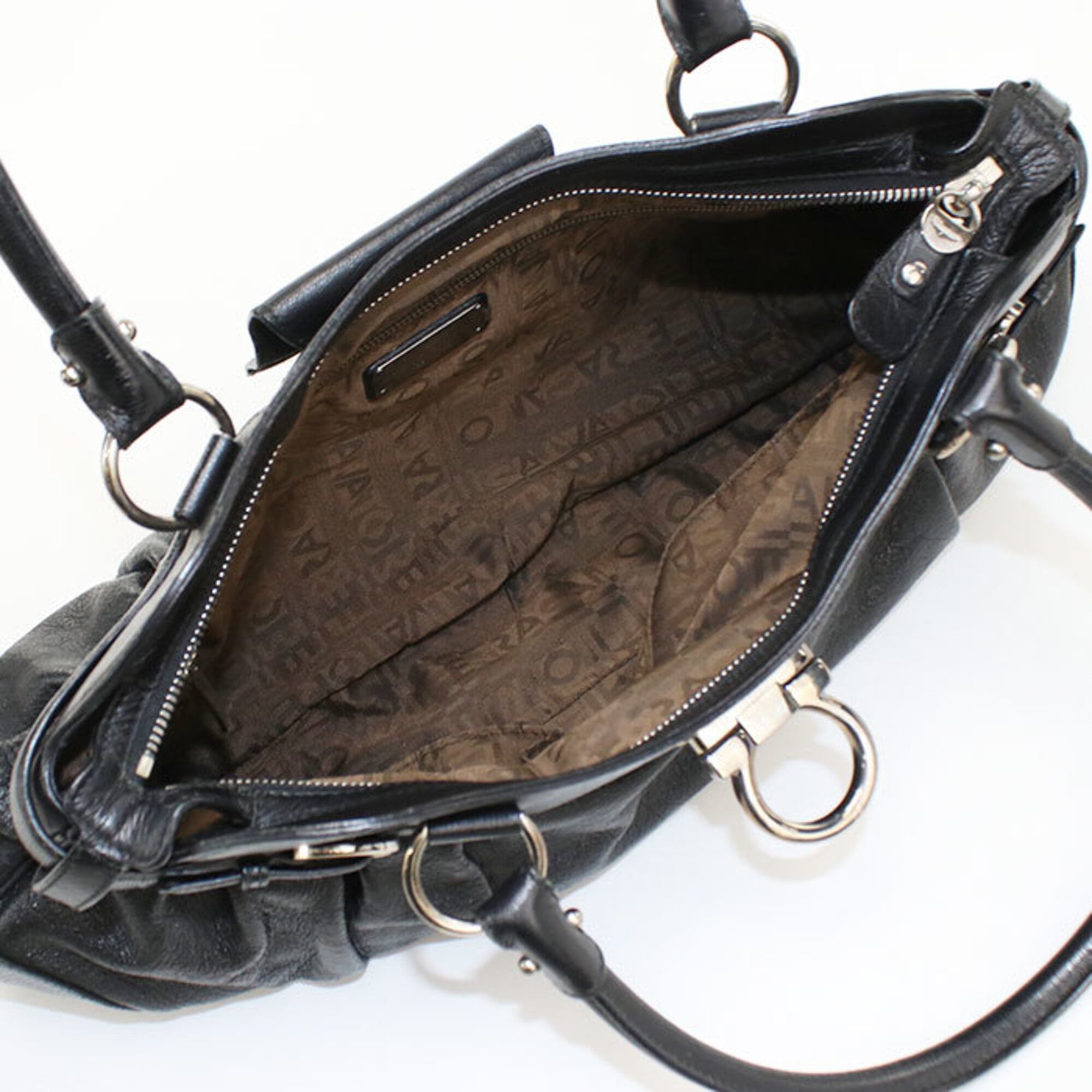 Salvatore Ferragamo Black Leather Handbag (Pre-Owned)