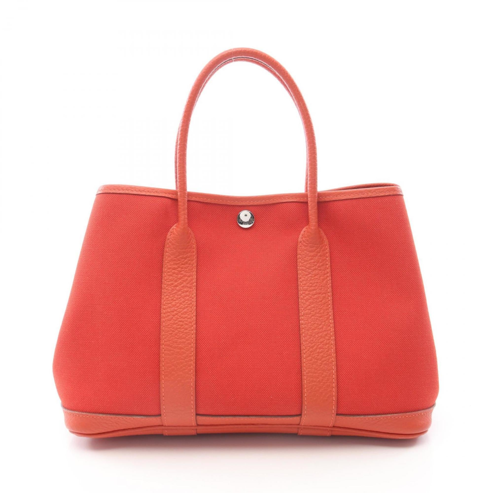 Hermes Red Color Canvas Handbag Tote Bag (Pre-Owned)