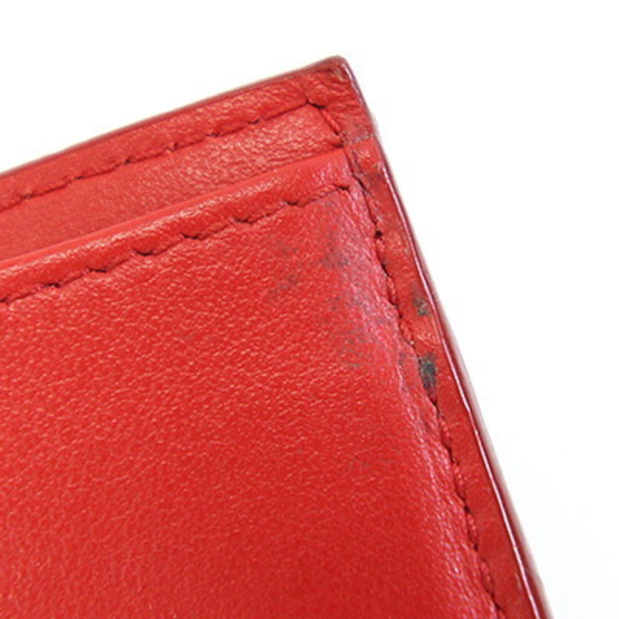 Prada Red Color Leather Wallet (Tri-Fold) (Pre-Owned)