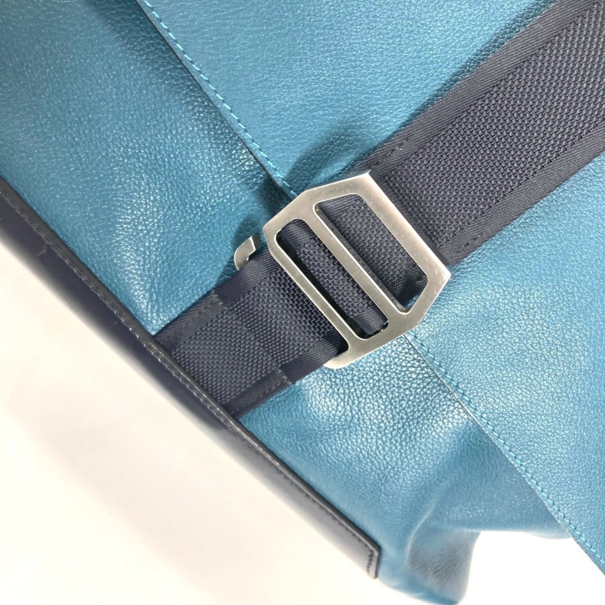 Hermes Blue Navy Leather Messenger Bag Shoulder Bag (Pre-Owned)