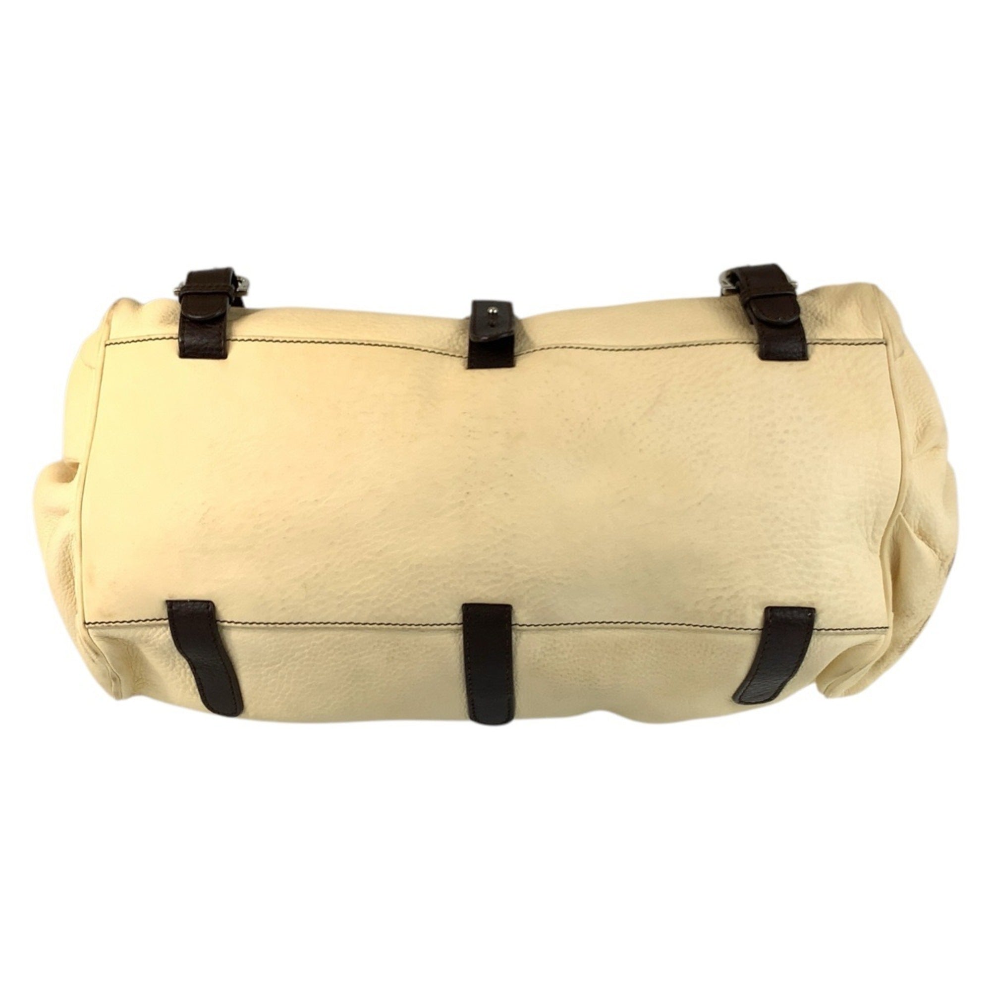 Salvatore Ferragamo Beige Ivory Leather Handbag Shoulder Bag (Pre-Owned)