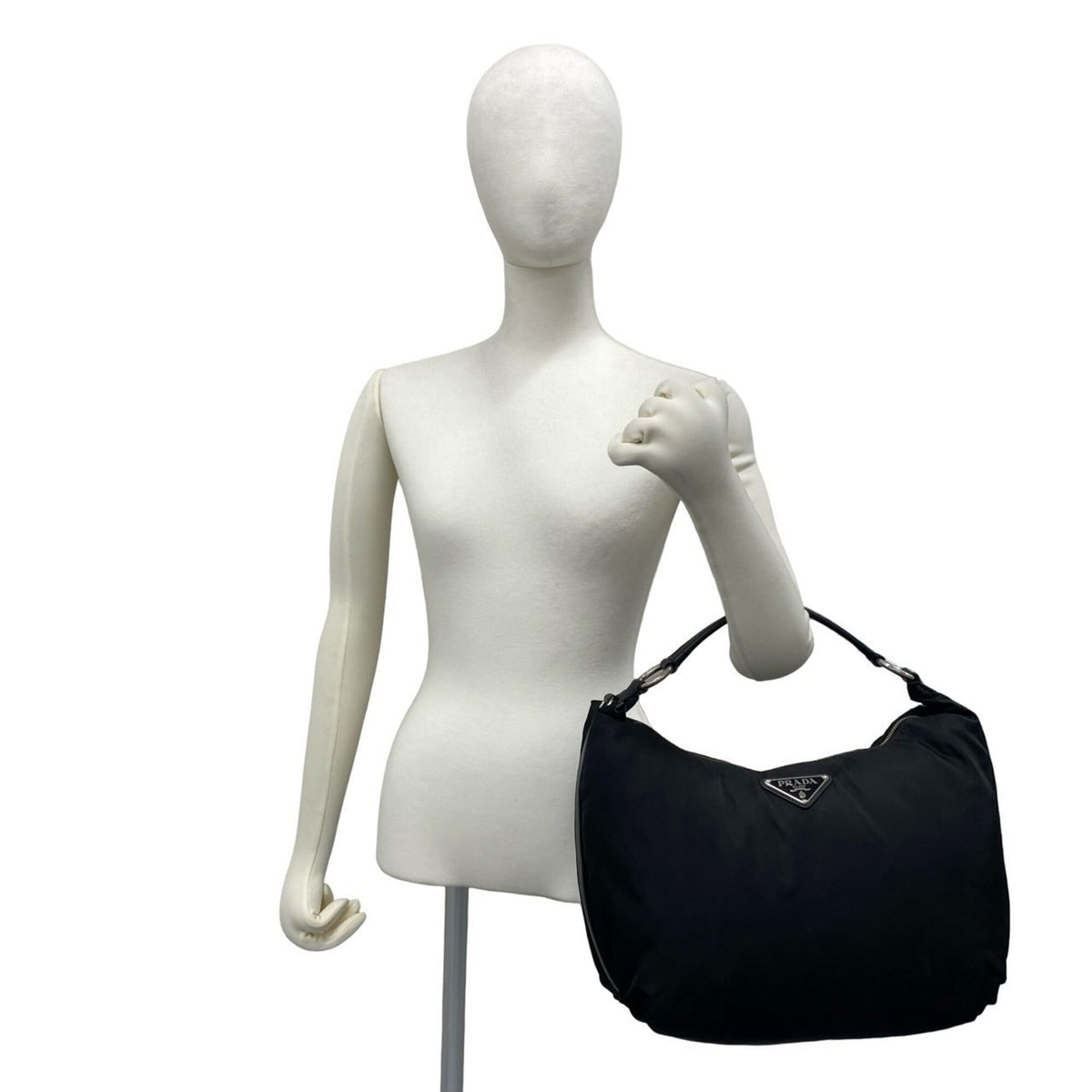 Prada Black Nylon Leather Shoulder Bag Tote Bag (Pre-Owned)