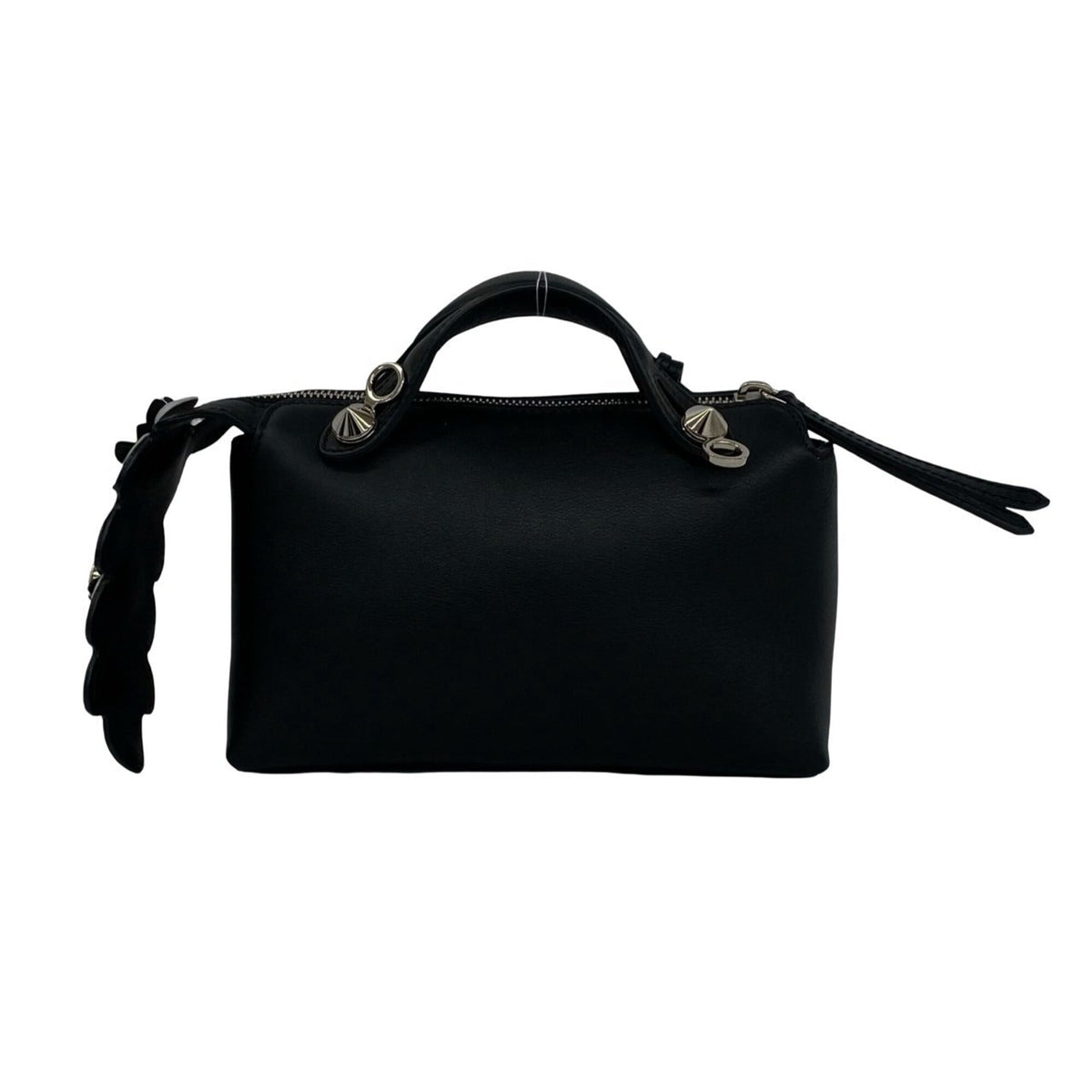 Fendi Black Leather Handbag Pochette Shoulder Bag (Pre-Owned)