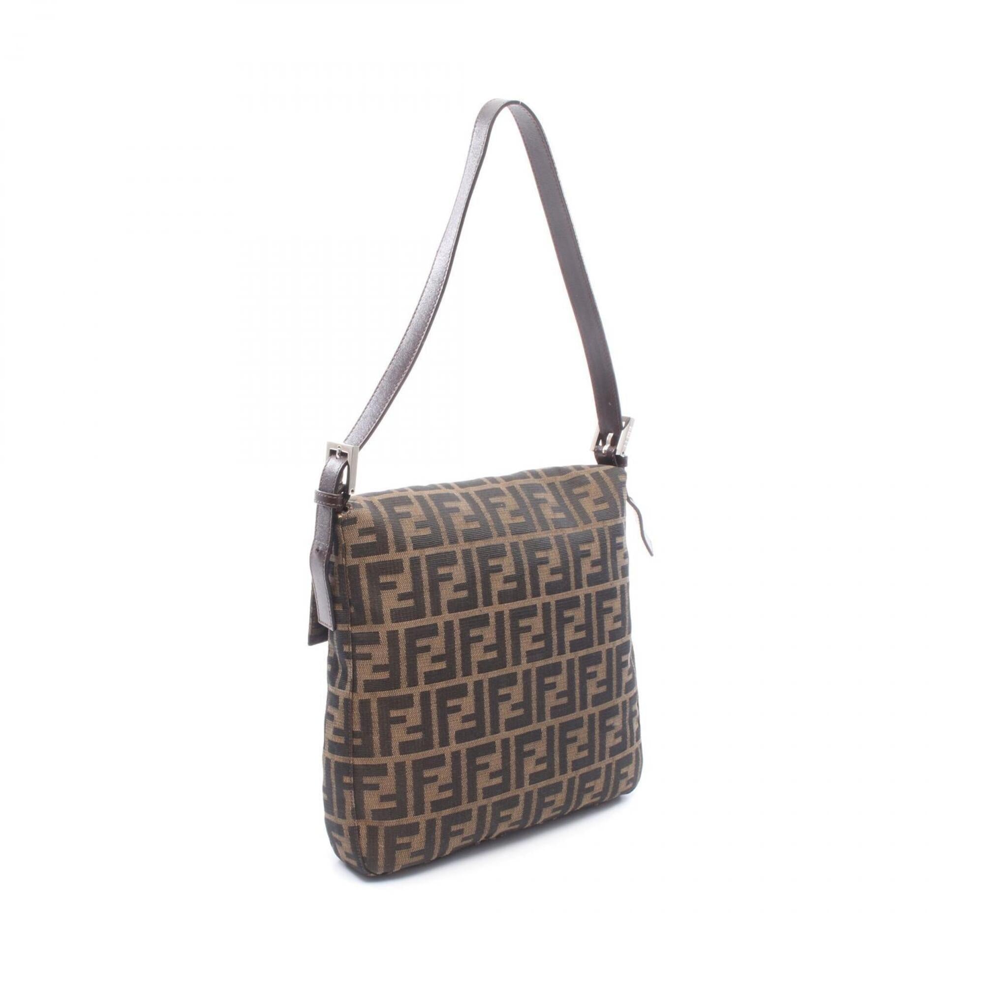 Fendi Brown Canvas Leather Handbag Shoulder Bag (Pre-Owned)