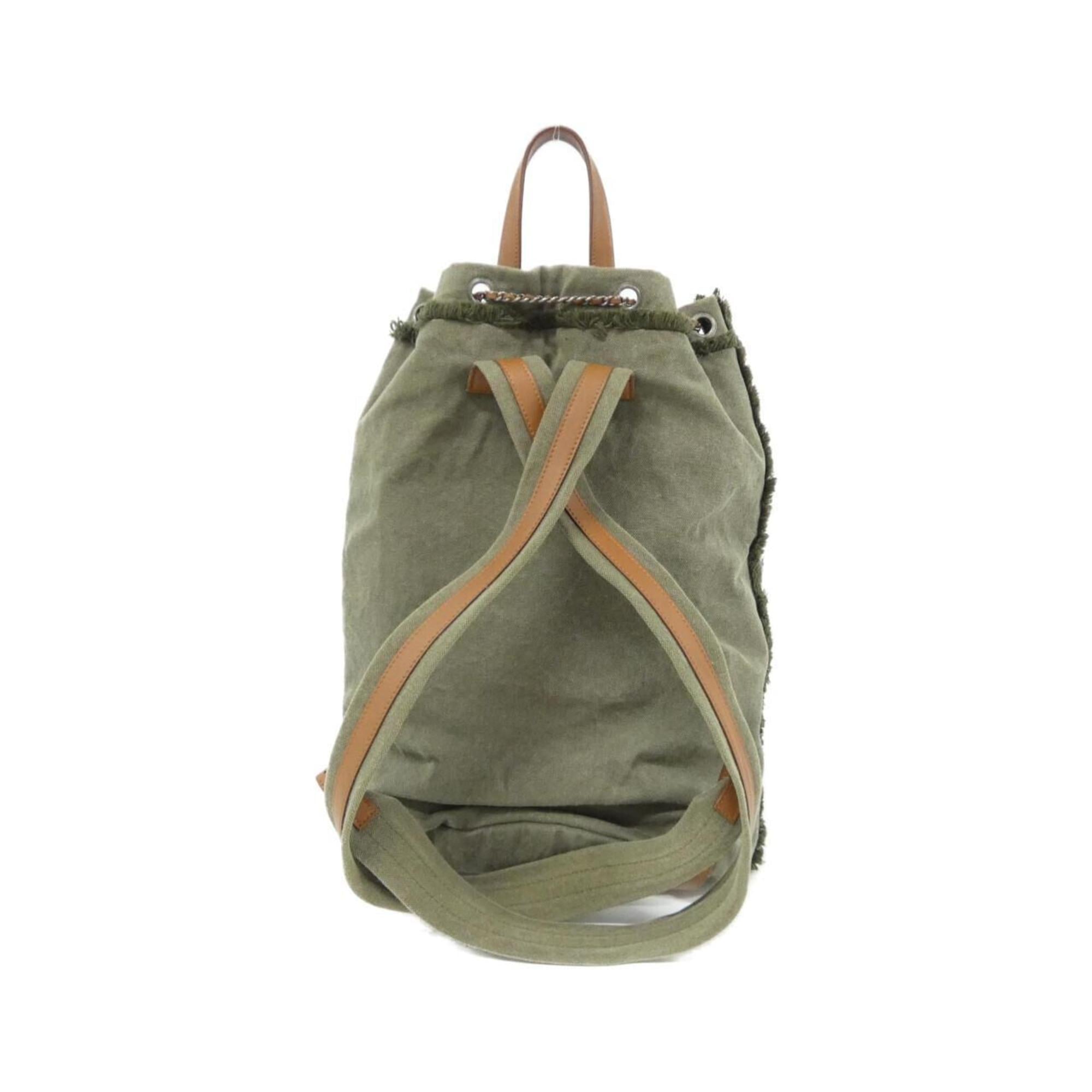 Chanel Blue Khaki Red Color Canvas Spangles Backpack (Pre-Owned)